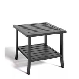 Mondawe - 19" 2-Tier Square Metal Outdoor Side Table - Black