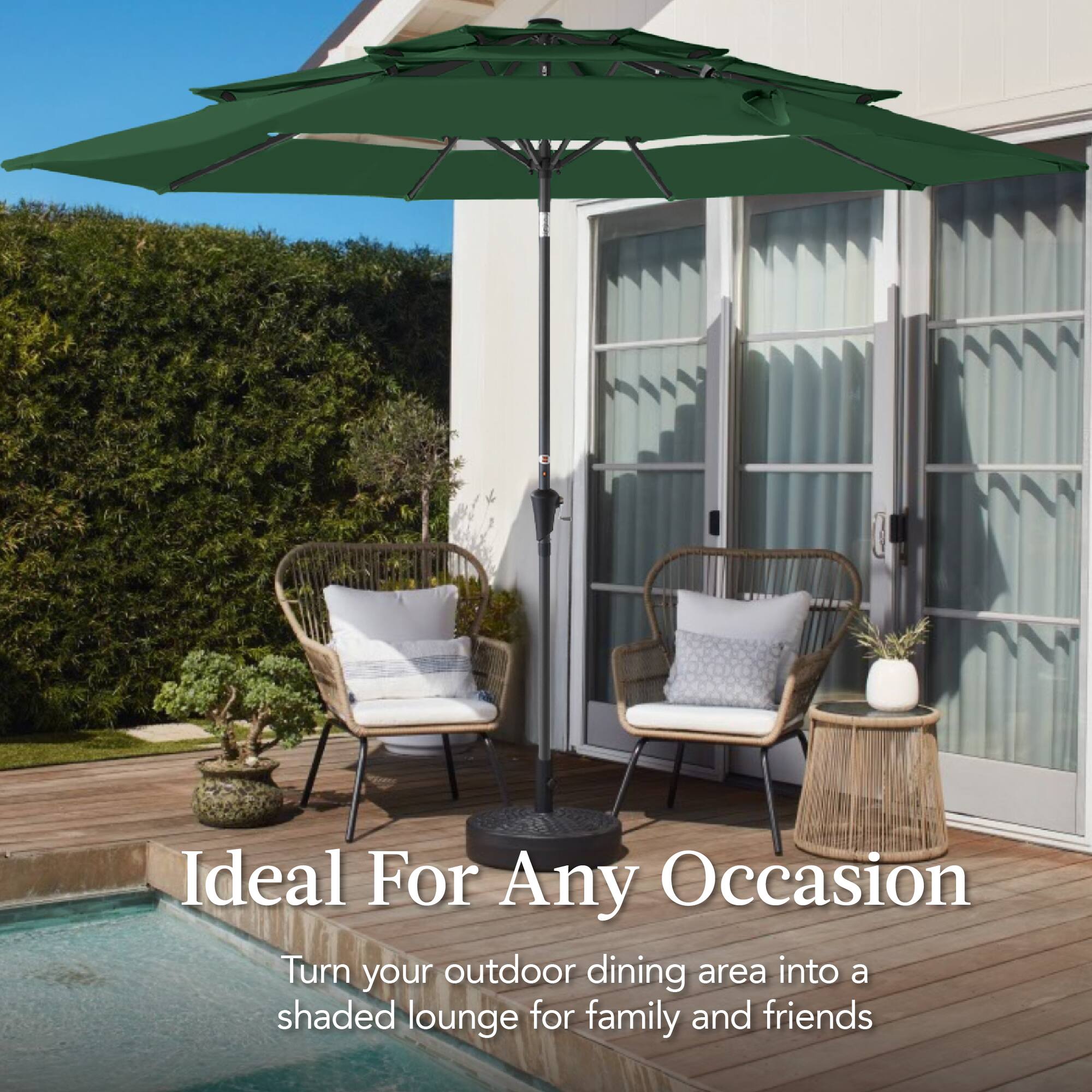 Ideal For Any Occasion  
Turn your outdoor dining area into a shaded lounge for family and friends.