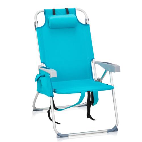 Front. Winado - 38in Backpack Beach Camping Chair Folding Heavy Duty, Aluminum Comfortable Adjustable Back with Cup Holder for Outdoor - Mint Green.