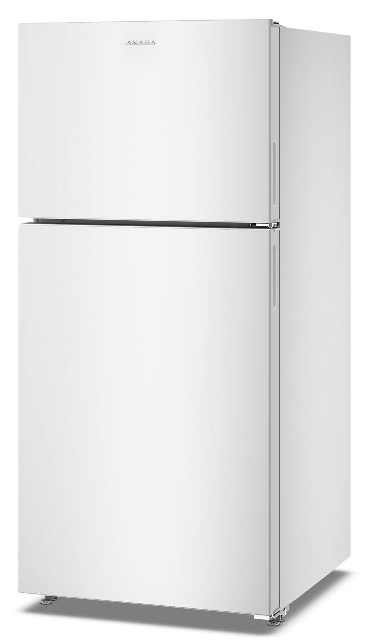 Left. Amana - 19 Cu. Ft.Garage Ready Top-Freezer Refrigerator and - White.