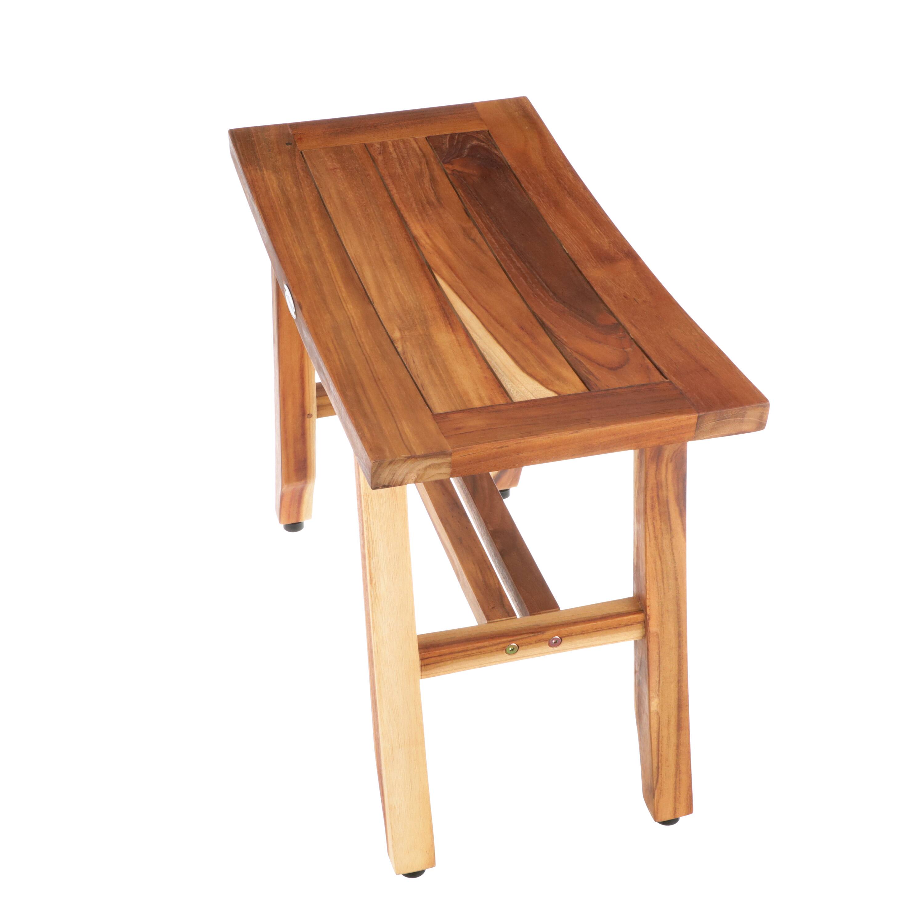 Alt View 2. EcoDecors - EcoDecors EarthyTeak Satori 24" Teak Shower Bench - EarthyTeak.