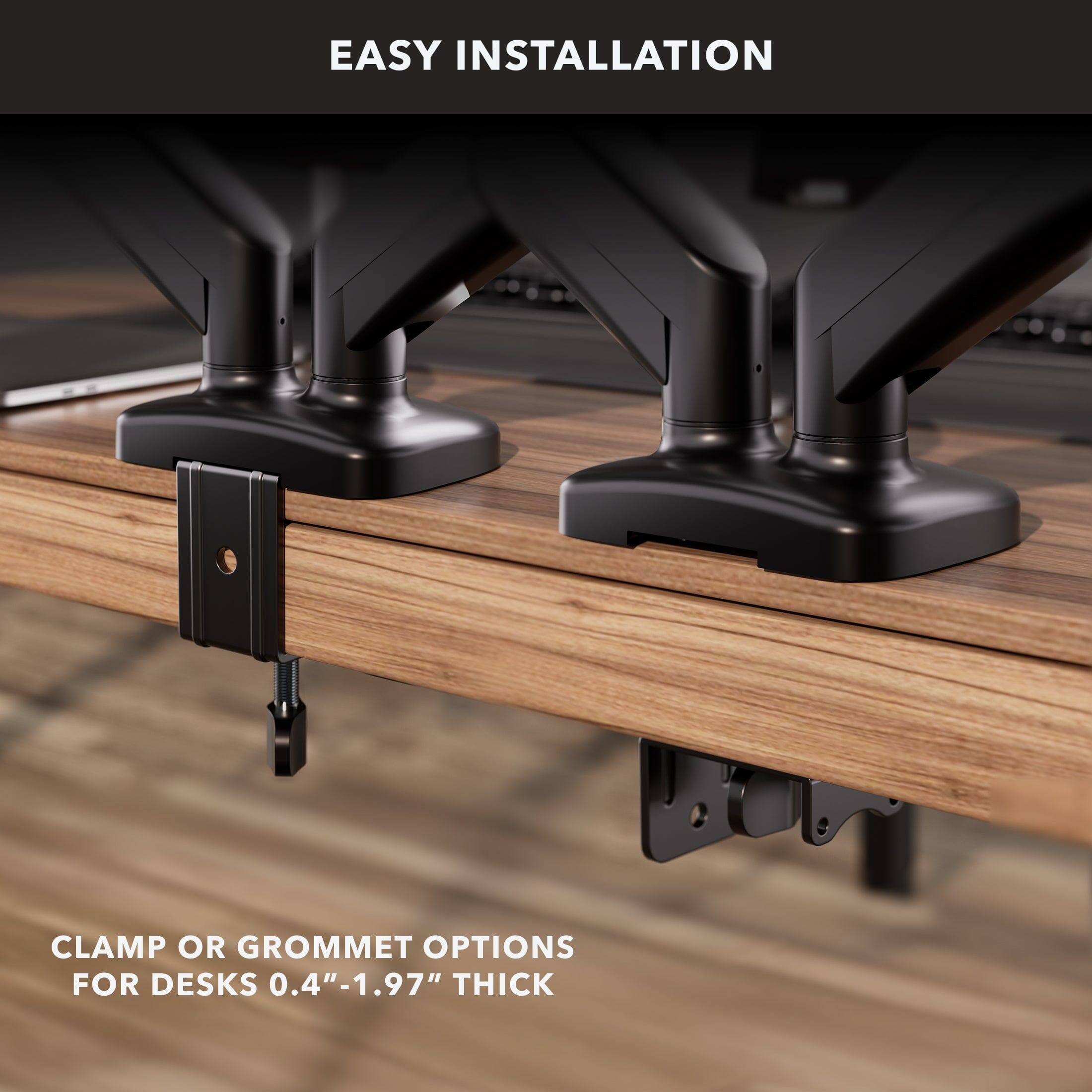 EASY INSTALLATION

CLAMP OR GROMMET OPTIONS FOR DESKS 0.4"-1.97" THICK