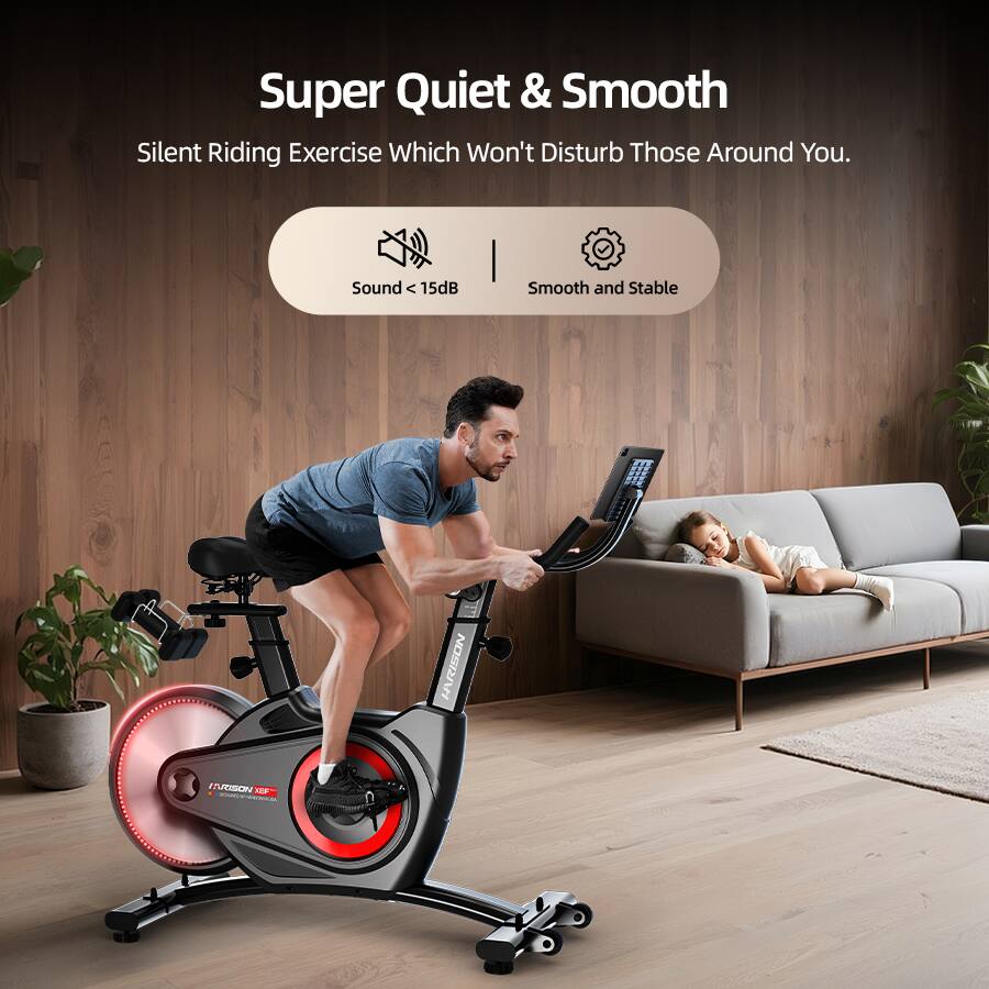 Super Quiet & Smooth  
Silent Riding Exercise Which Won't Disturb Those Around You.  
Sound < 15dB  
Smooth and Stable