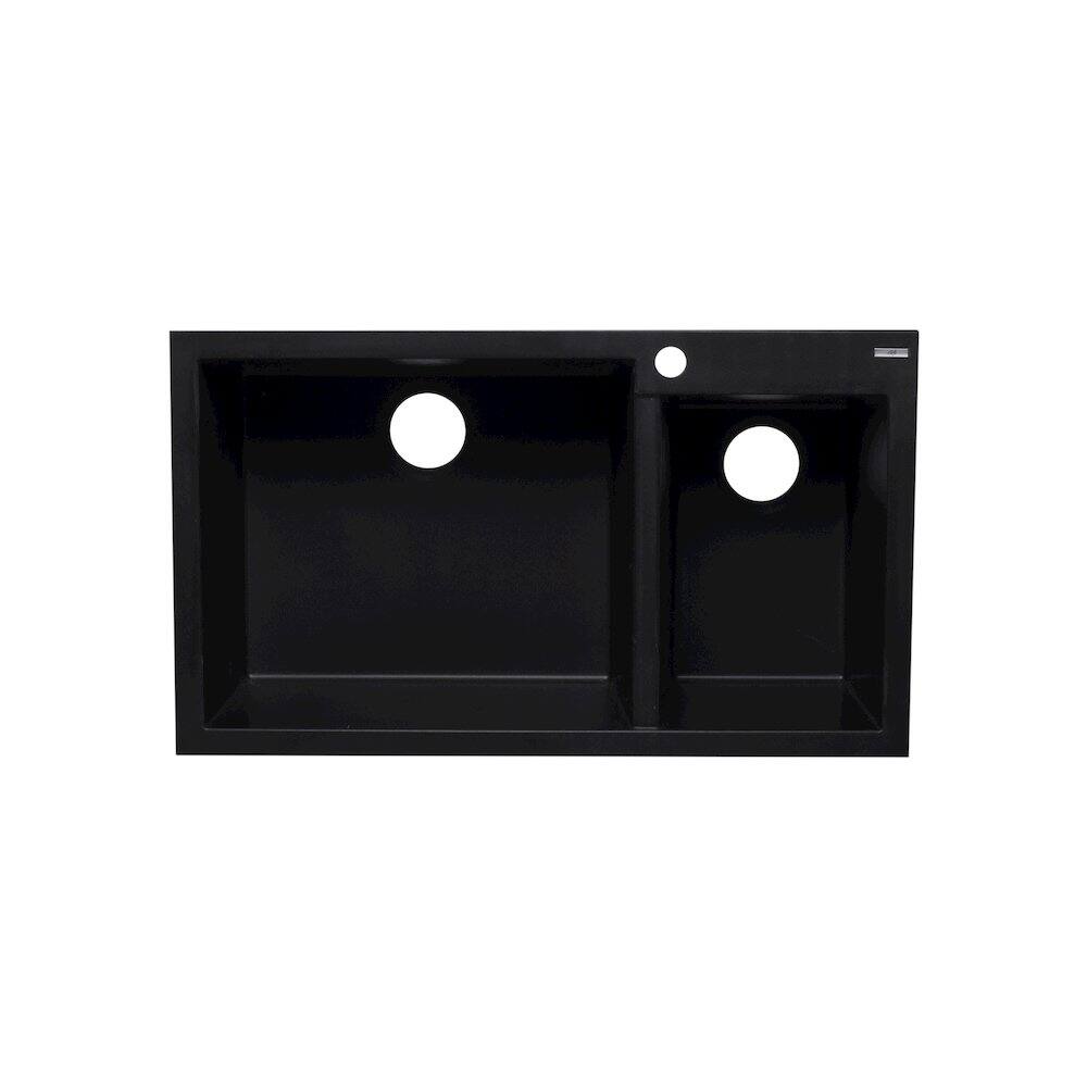 Alt View 5. Alfi - ALFI brand Black 34 Double Bowl Drop In Granite Composite Kitchen Sink - Black.