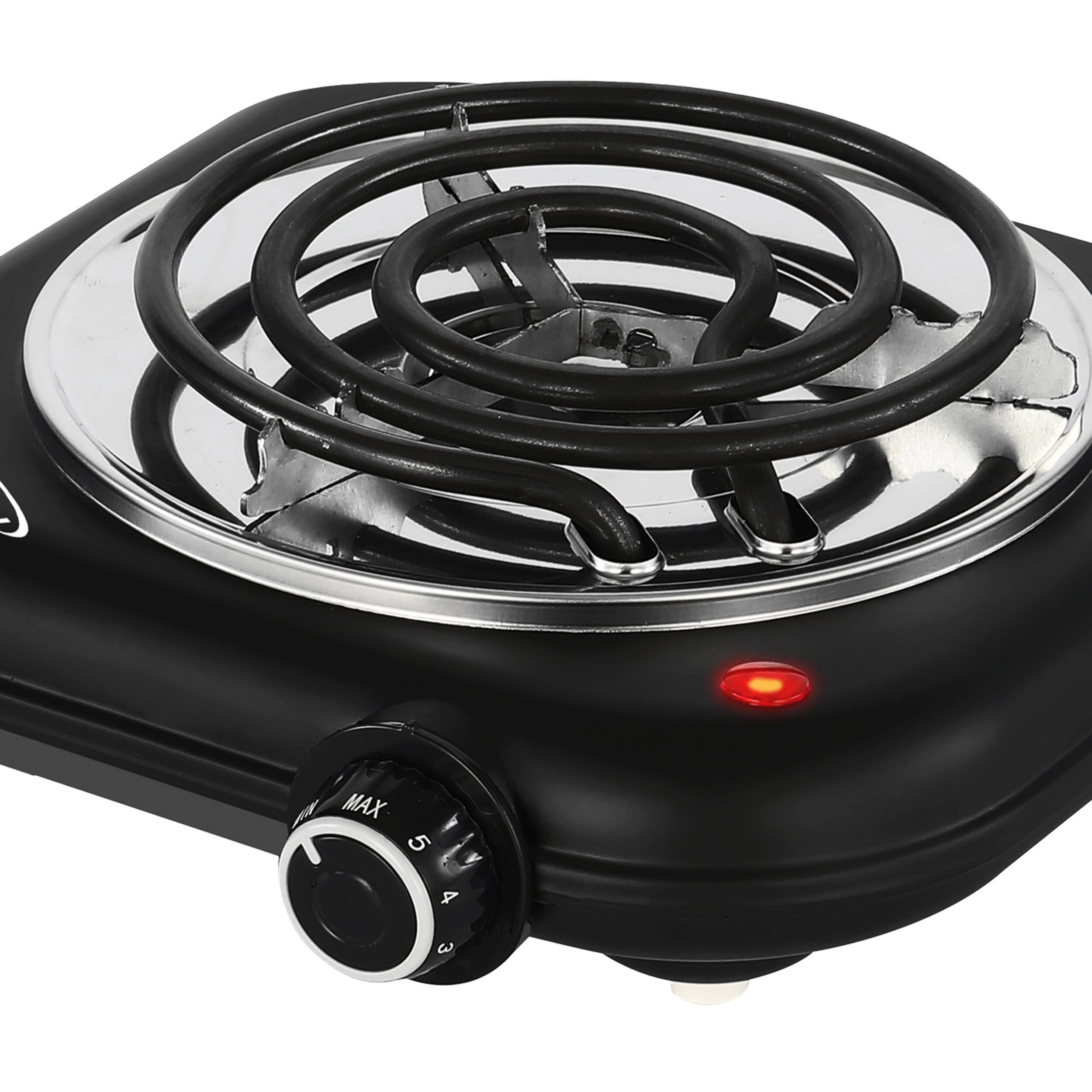 Angle. Brentwood - Brentwood 1100w Countertop Single Coiled Electric Burner in Black - Black.