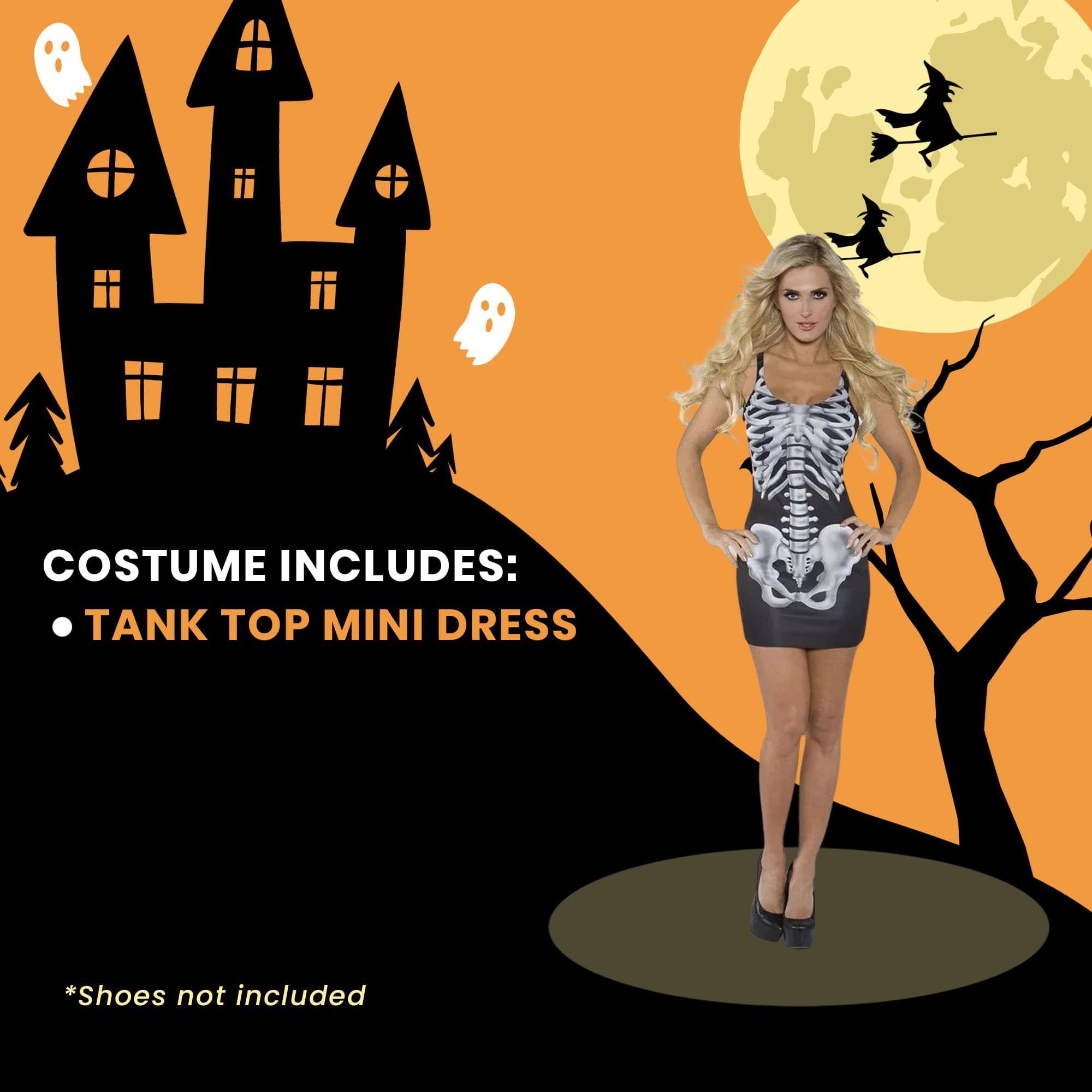COSTUME INCLUDES:  
- TANK TOP MINI DRESS  

*Shoes not included