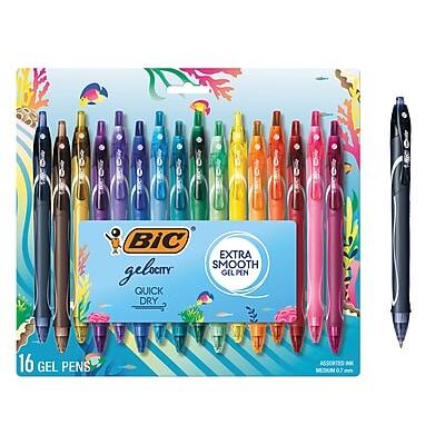 BIC America - BIC Gel-ocity Quick Dry Retractable Gel Pens, Medium Point, 0.7mm, Assorted Inks, 16/Pack (RGLCGA16-AST)
