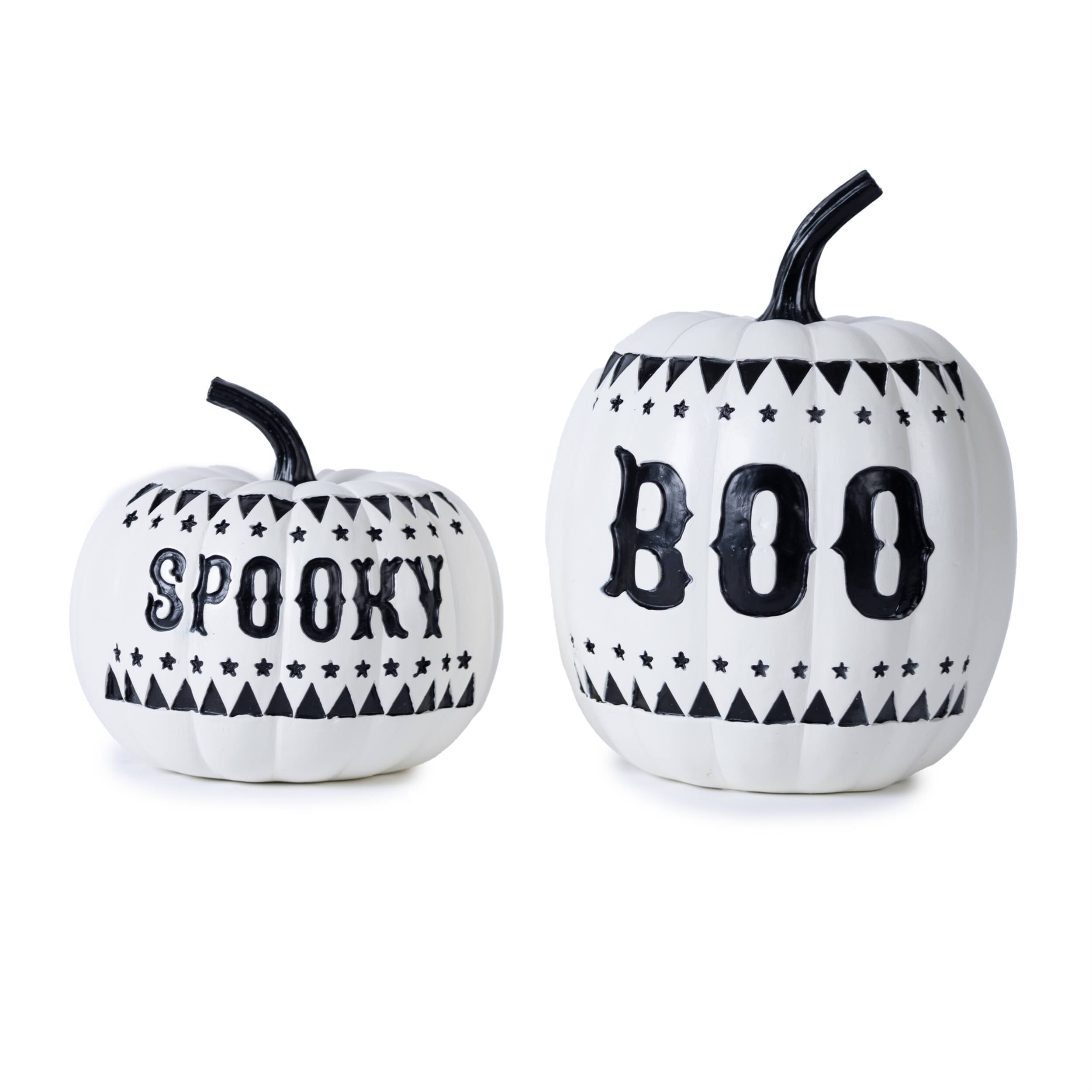 BreeBe - Spooky and Boo Pumpkin (Set of 2) - White, Black