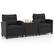 Front. Costway - 3 PCS Patio Furniture Set with Tempered Glass Coffee Table Washable Cushions - Black.