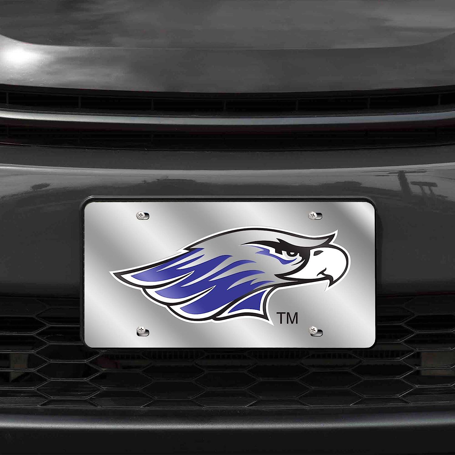 Alt View 1. Rico Industries - Wisconsin Whitewater Warhawks Mirrored Laser Cut License Plate Auto Tag - Multi.