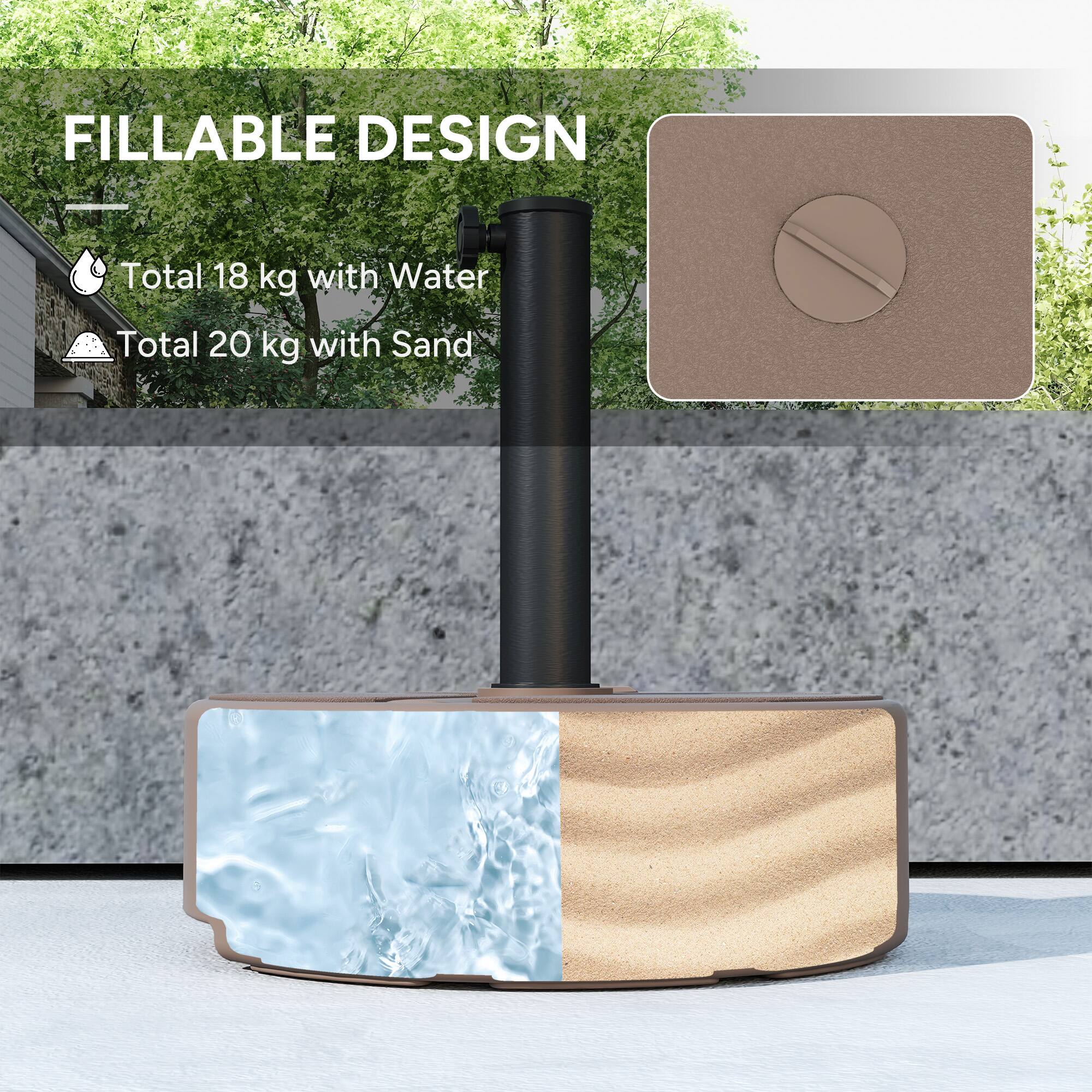 FILLABLE DESIGN

Total 18 kg with Water
Total 20 kg with Sand