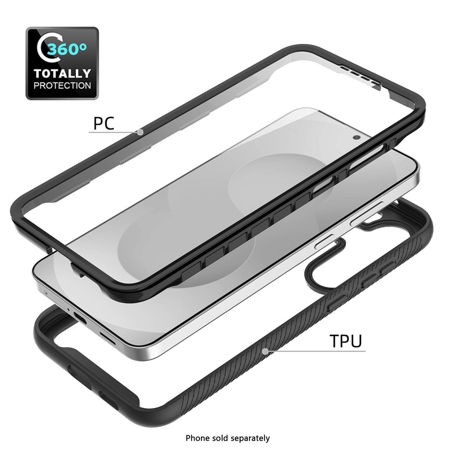 360°  
TOTALLY PROTECTION  

PC  
TPU  

Phone sold separately