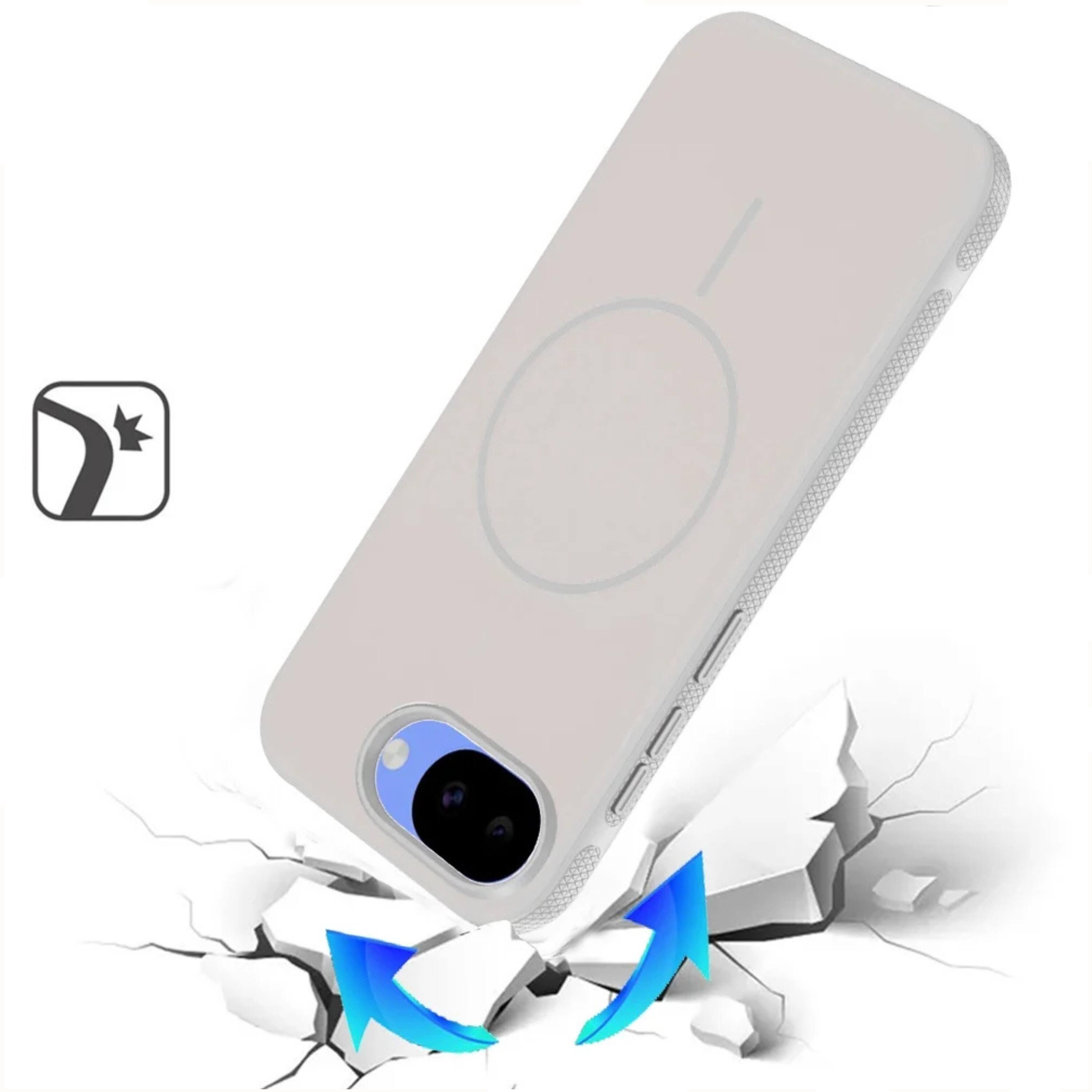 Left. Kitcheniva - Rugged Side Grip Magnetic Circle With Tempered Glass For Google Pixel 10a Case Clear - Clear.