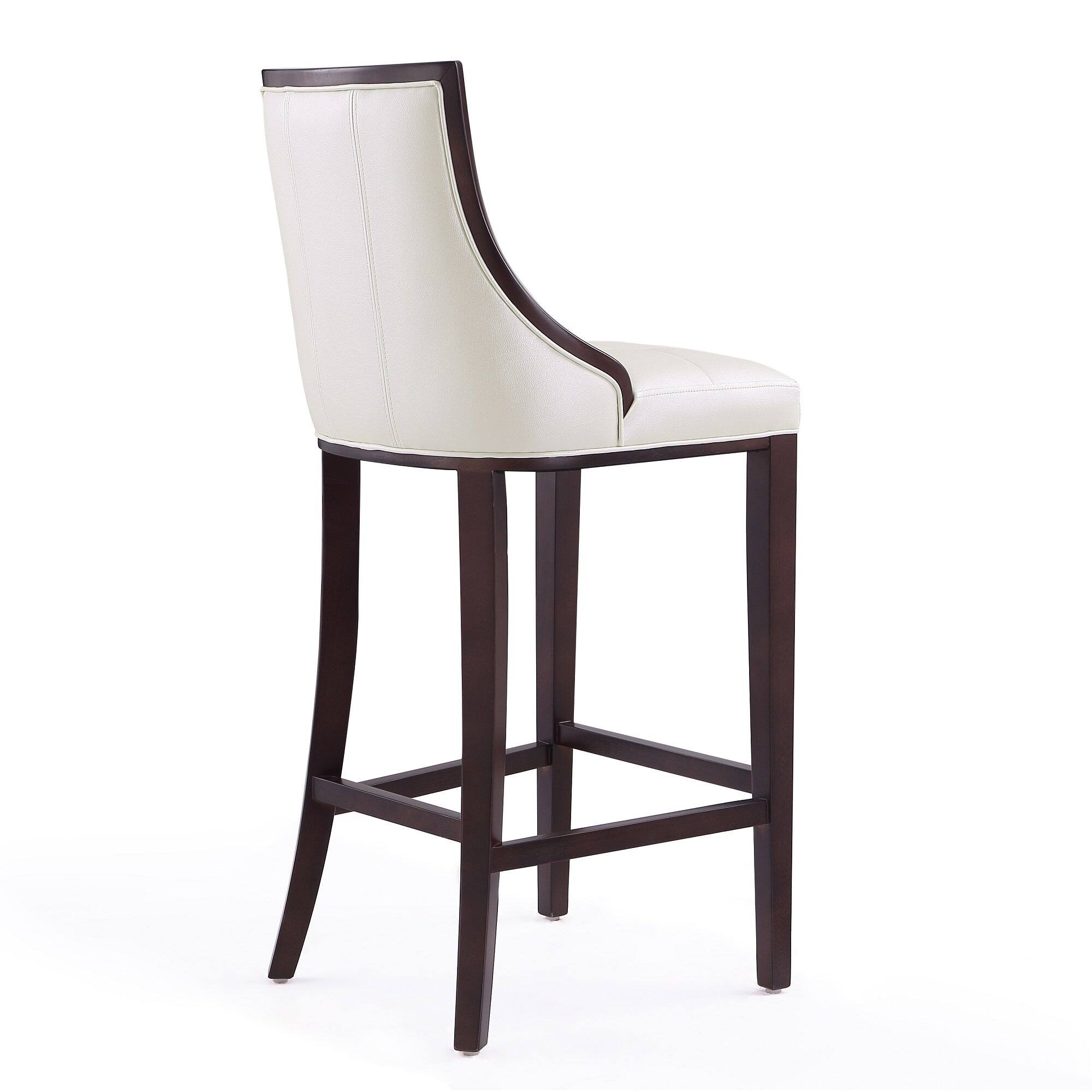 Alt View 2. Manhattan Comfort - Fifth Avenue Traditional Wood Upholstered Barstool - Pearl White.