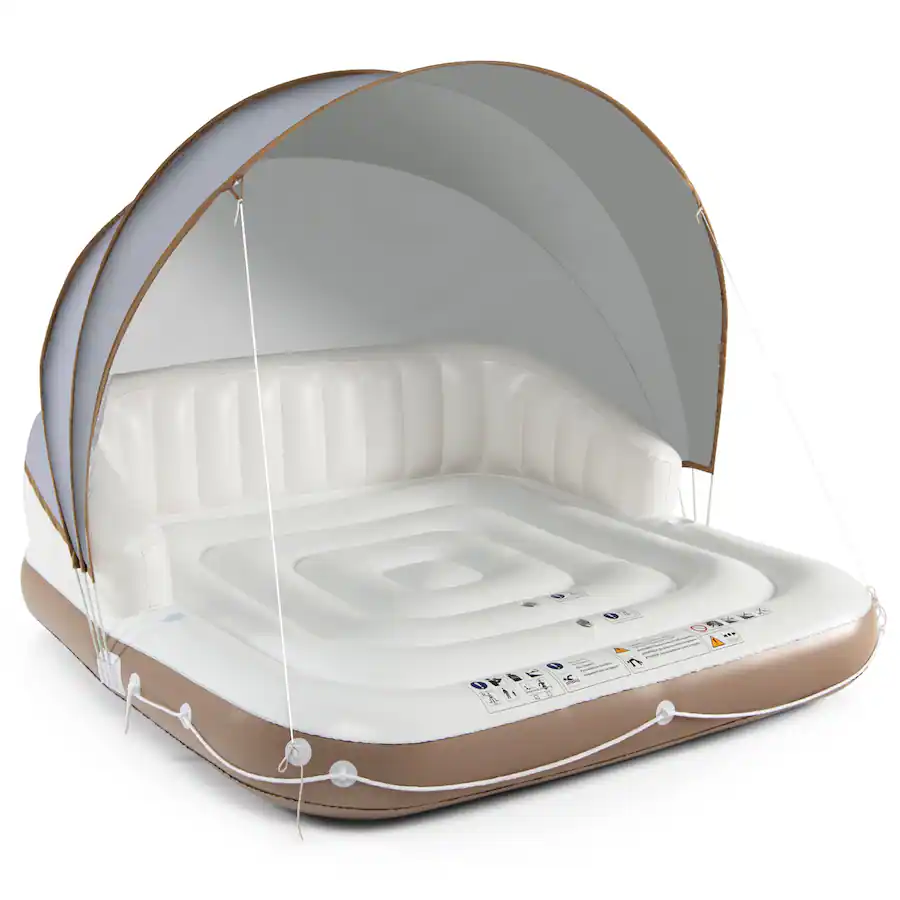 White Inflatable Pool Float Raft Gymax Floating Canopy Island Inflatable Pool Float Lounge Raft w ...