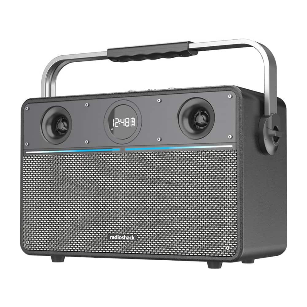 RadioShack - 80W Wireless Speaker with Dual Woofers and Tweeters, Guitar and Mic Inputs, Bluetooth, USB and AUX 4001985