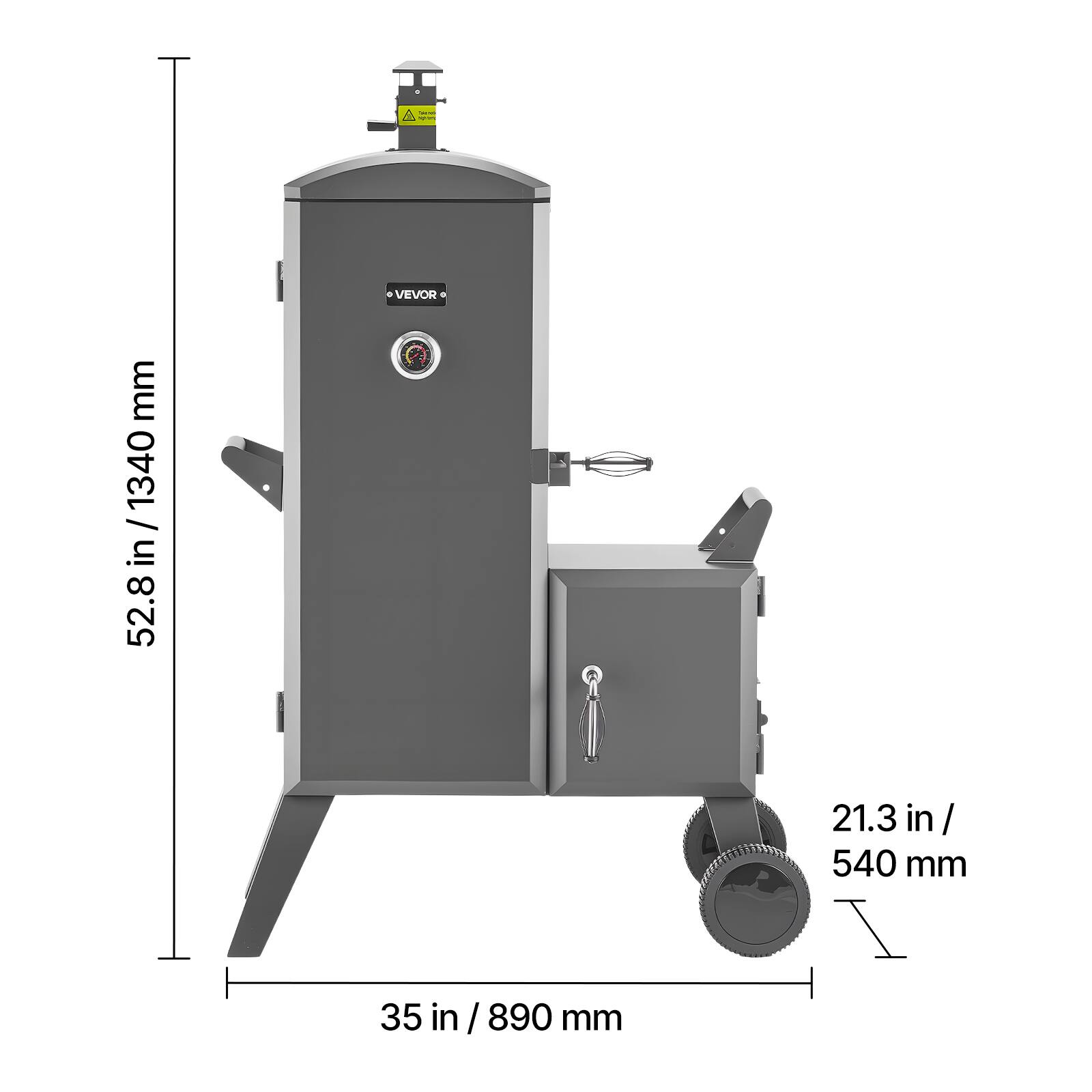 VEVOR  
52.8 in / 1340 mm  
35 in / 890 mm  
21.3 in / 540 mm