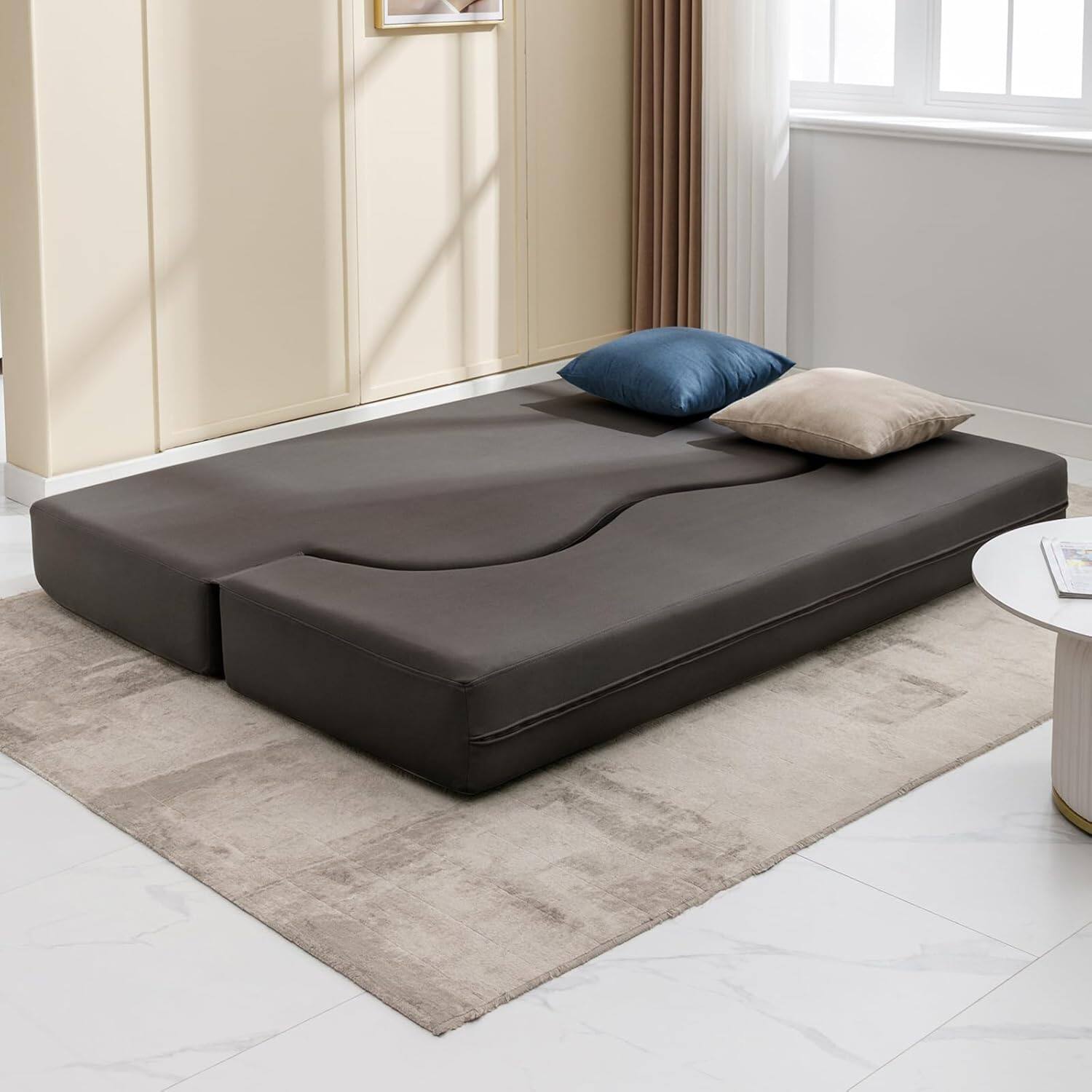 Alt View 4. Circus Cirle - Queen Folding Floor Sofa Bed - Dark Gray.