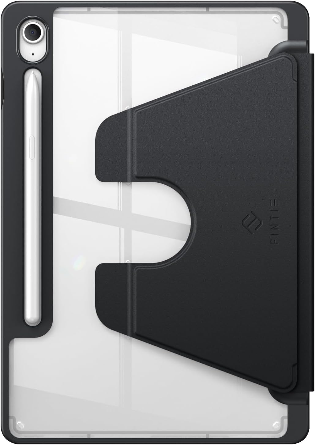 Alt View 5. Fintie - Vertical Stand Case for Samsung Galaxy Tab S10 Lite/S10 FE/S9 FE/S9, Magnetic Ultra-Stable Stand, Clear Back Cover - Black.