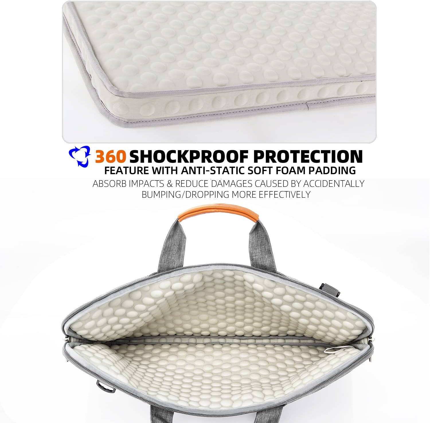 360 SHOCKPROOF PROTECTION FEATURE WITH ANTI-STATIC SOFT FOAM PADDING  
ABSORB IMPACTS & REDUCE DAMAGES CAUSED BY ACCIDENTALLY BUMPING/DROPPING MORE EFFECTIVELY