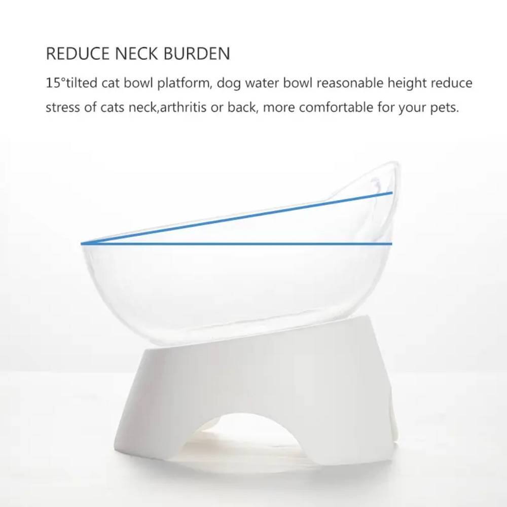 REDUCE NECK BURDEN

15° tilted cat bowl platform, dog water bowl reasonable height reduce stress of cats neck, arthritis or back, more comfortable for your pets.