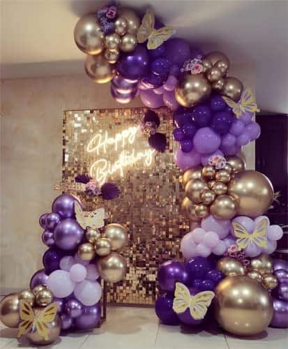 Vulpecula Spade - Purple Balloon Garland Kit Dark And Gold Arch Lavender Light Decoration For Baby Girl Princess Party Birthday - Gold,purple