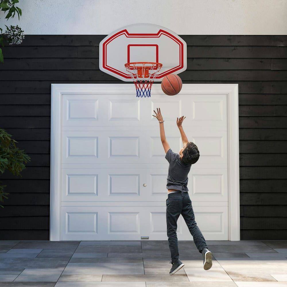 Back. Resenkos - Wall Mount Shatterproof Backboard Basketball Hoop - White/Red - Red.