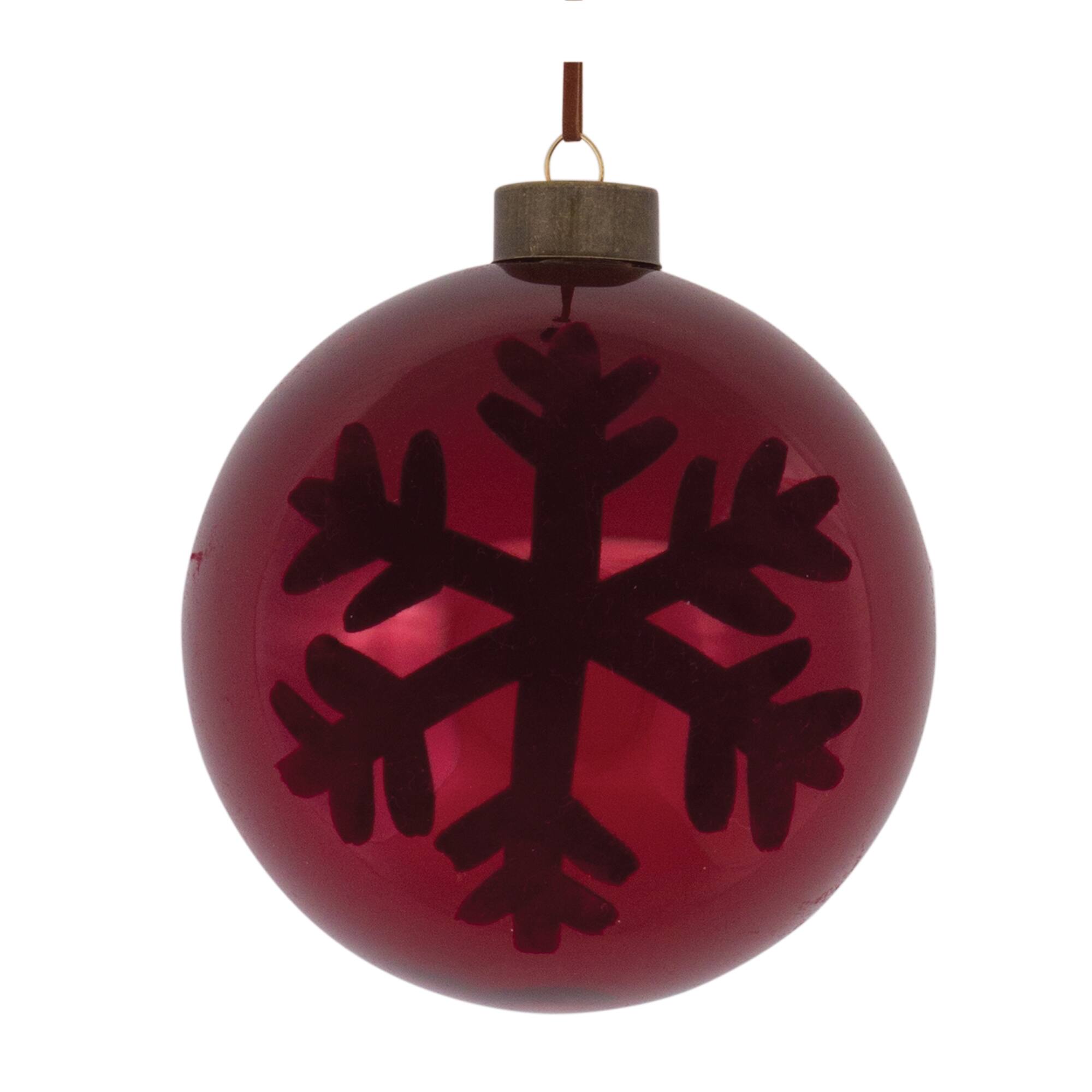 Left. BreeBe - Snowflake Ball Ornament (Set of 6) - Red.