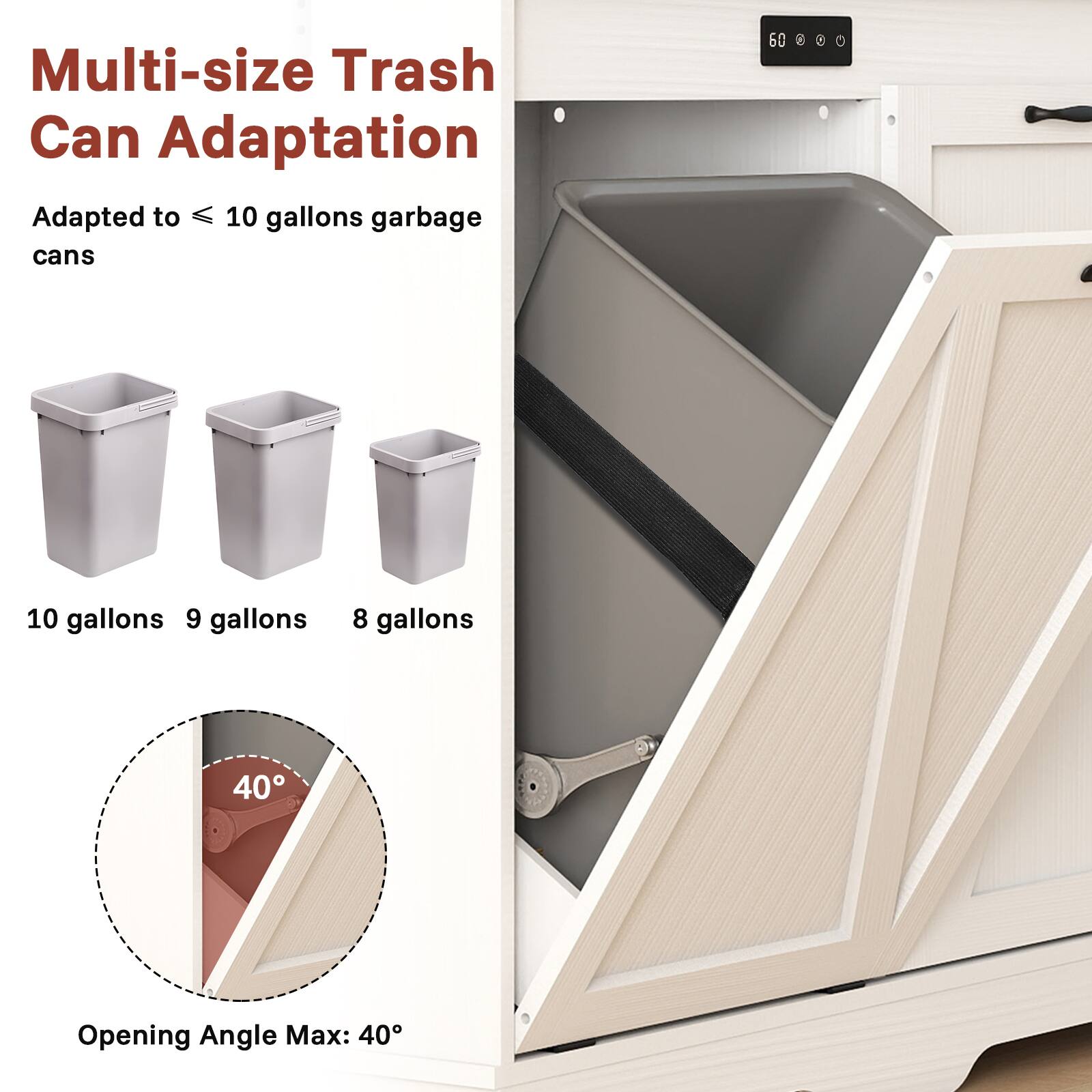 Skyzoo Tilt Out Trash Can Cabinet with Ozone Deodorizing, 10 Gal