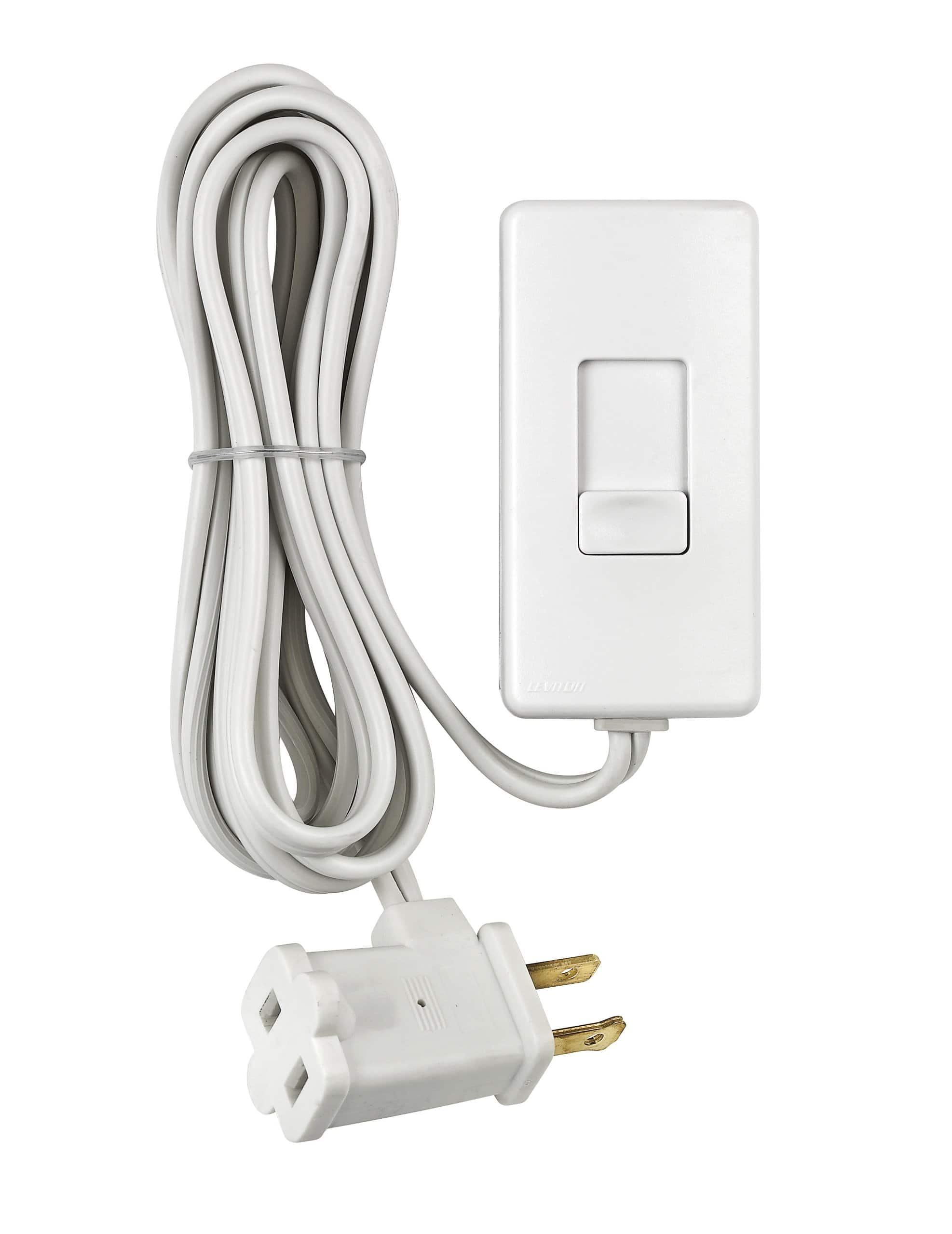 Leviton - Table Top Plug-In Lamp Dimmer TBL03-10W, Single-Pole Slider, 120V - White