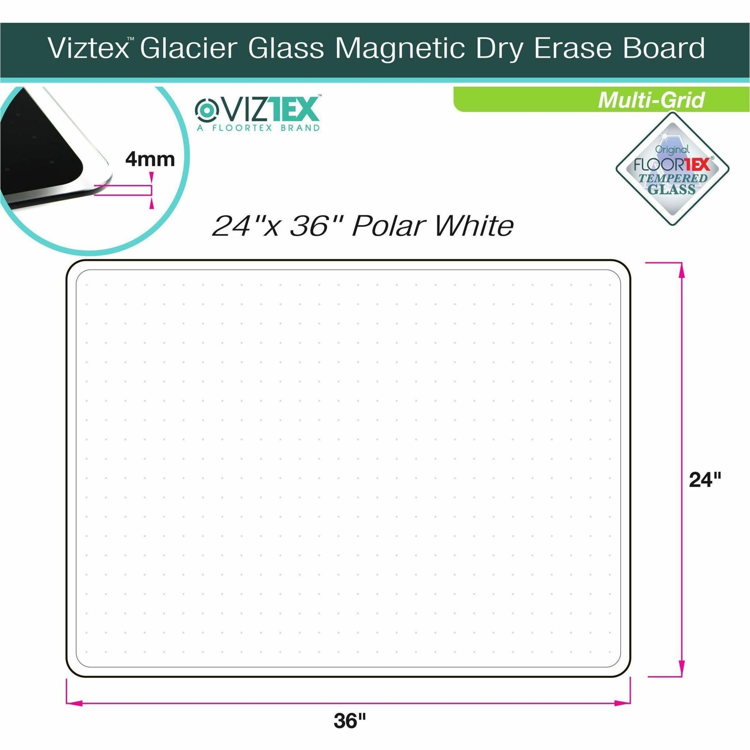 Alt View 23. Floortex - Viztex Glacier White Multi-Purpose Grid Glass Dry Erase Board 24'' x 36'' - White.