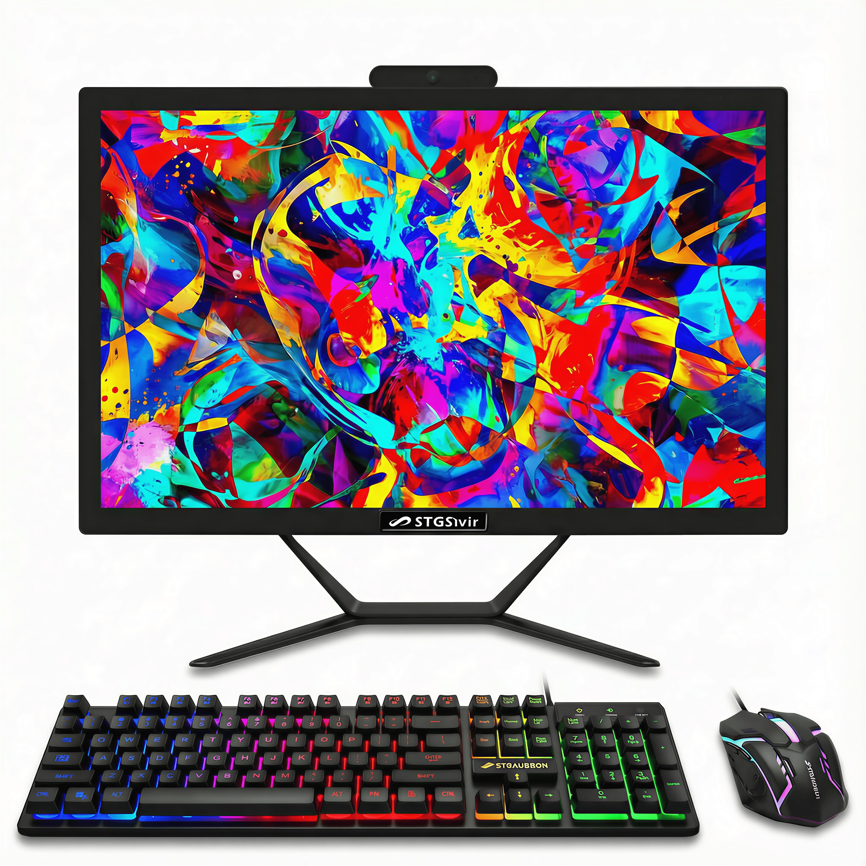 STGSivir - All in One Desktop Computer, 21.5" FHD Display, Intel Core i5 up to 3.6GHz, 16G RAM, 512G SSD, WiFi, BT, Win11H - Black