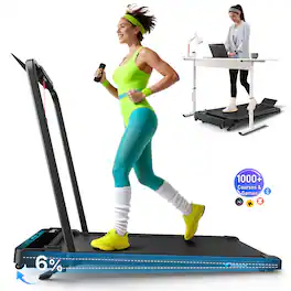 MERACH - Incline Foldable Walking Pad with Handle Bar, 7.6MPH 3HP Under Desk Treadmill,LED Screen,Remote Contro,300lbs - Black