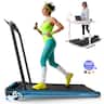 MERACH - Incline Foldable Walking Pad with Handle Bar, 7.6MPH 3HP Under Desk Treadmill,LED Screen,Remote Contro,300lbs - Black