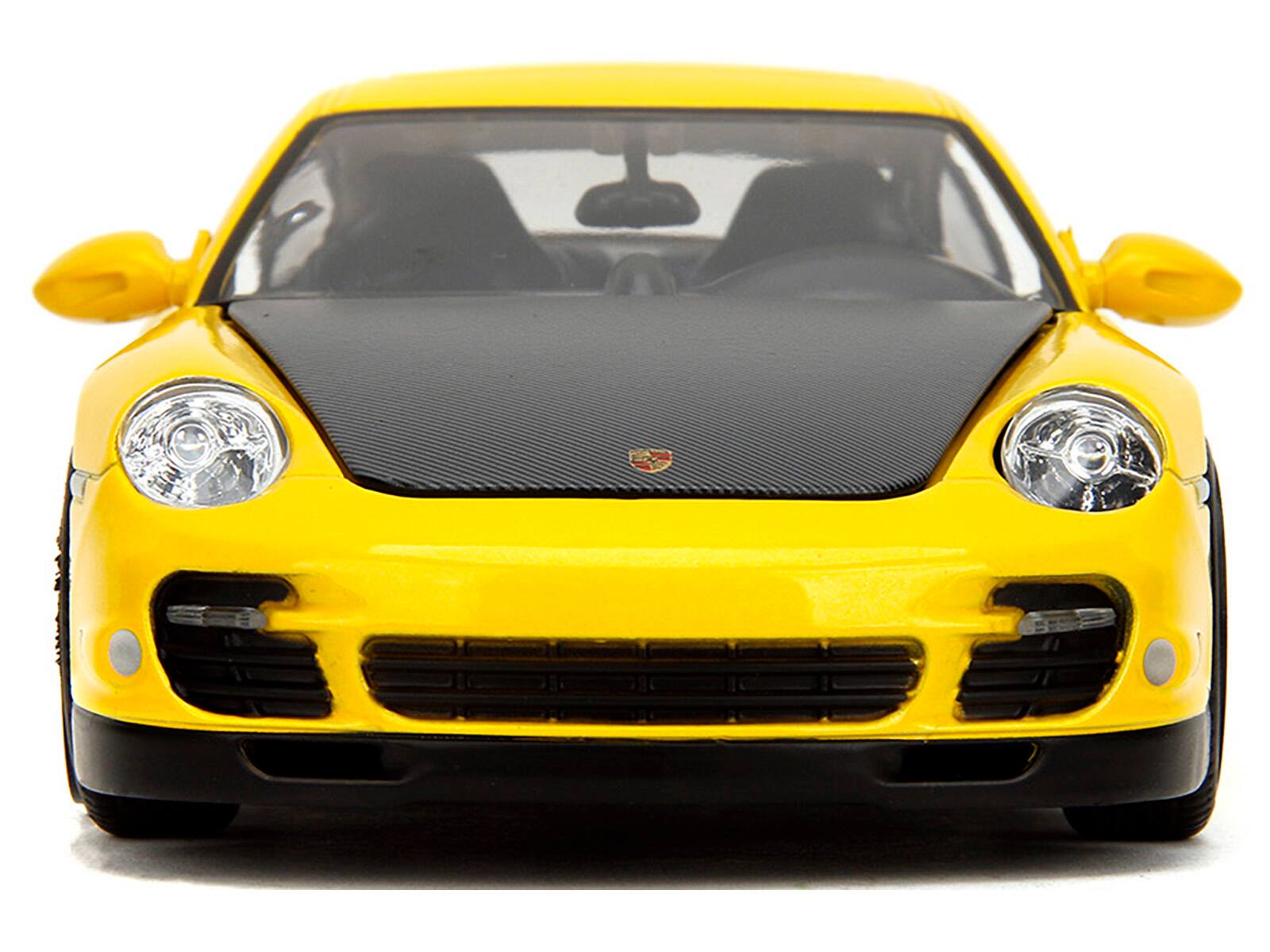 Alt View 5. Jada - Porsche 911 Turbo (997) Yellow with Carbon Hood "Hyper-Spec" Series 1/24 Diecast Model Car by Jada.
