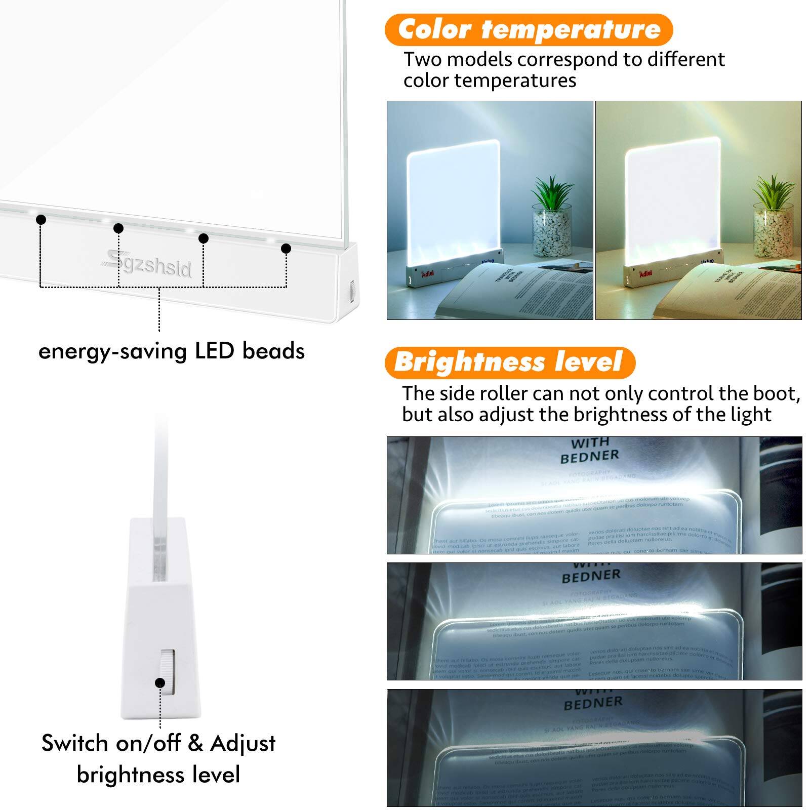 **Color temperature**  
Two models correspond to different color temperatures

**Brightness level**  
The side roller can not only control the boot, but also adjust the brightness of the light

**energy-saving LED beads**

**Switch on/off & Adjust brightness level**