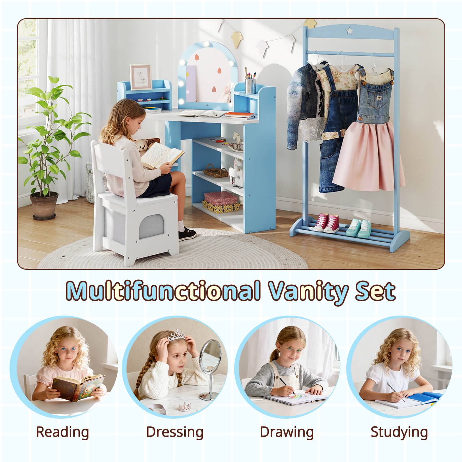 Multifunctional Vanity Set

Reading  
Dressing  
Drawing  
Studying