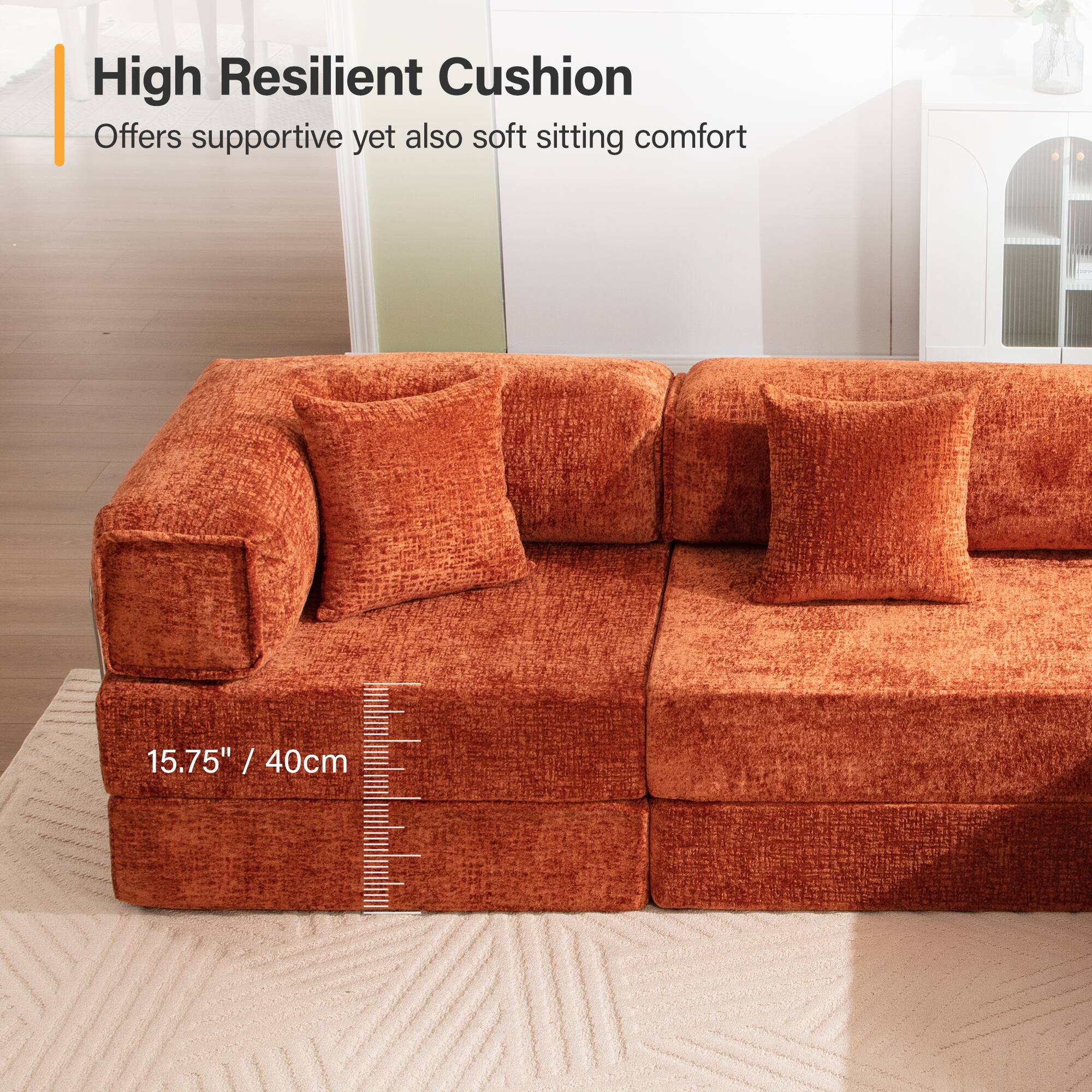 High Resilient Cushion  
Offers supportive yet also soft sitting comfort  

15.75" / 40cm