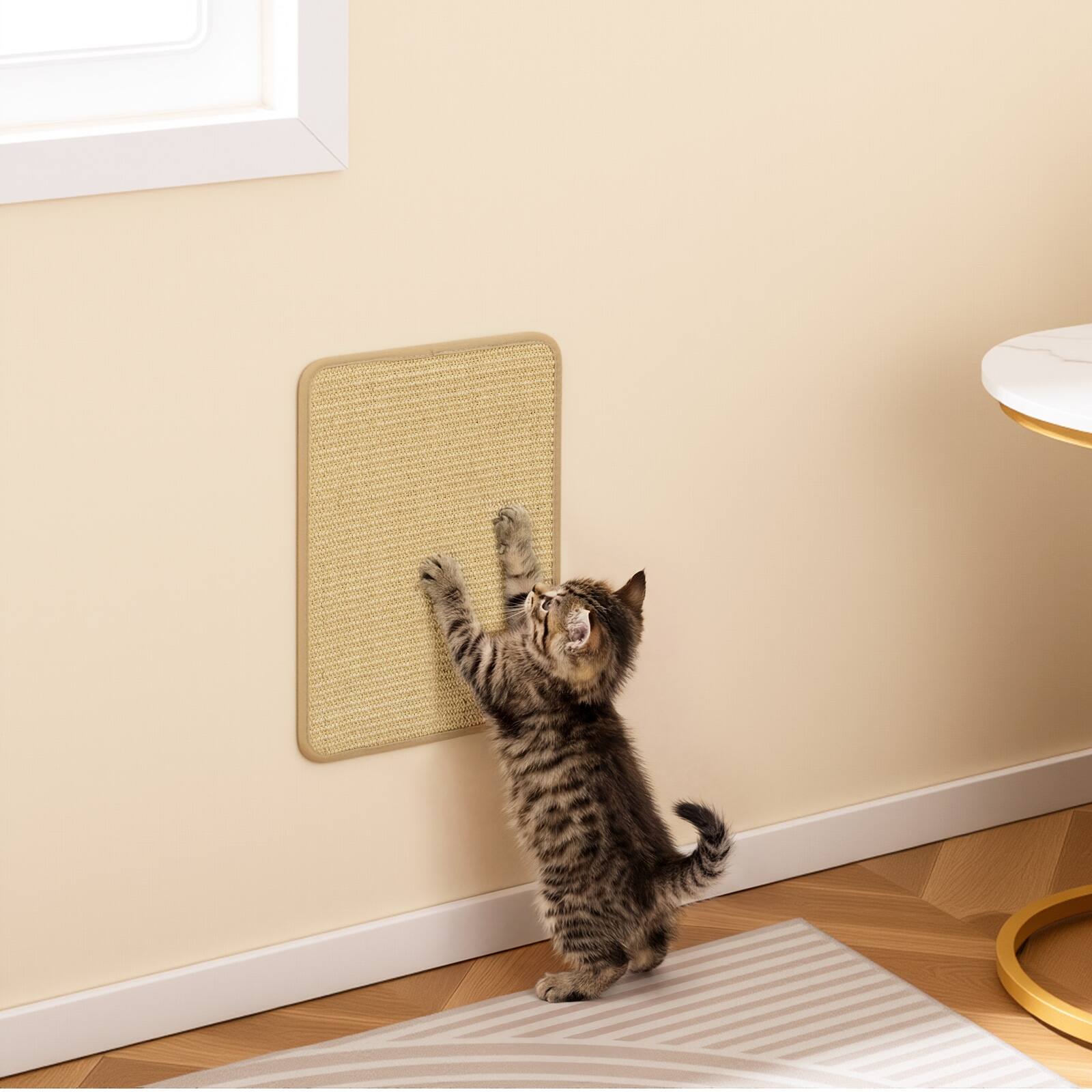 Alt View 4. Gymax - Gymax 6-Piece Cat Scratcher Mat Set 16'' x 12'' Natural Sisal Pads for Indoor Cats - Yellow.