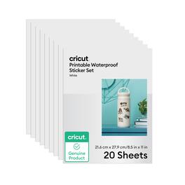 Cricut - Printable Waterproof Sticker Set - 8.5 in x 11 in (20 ct), White