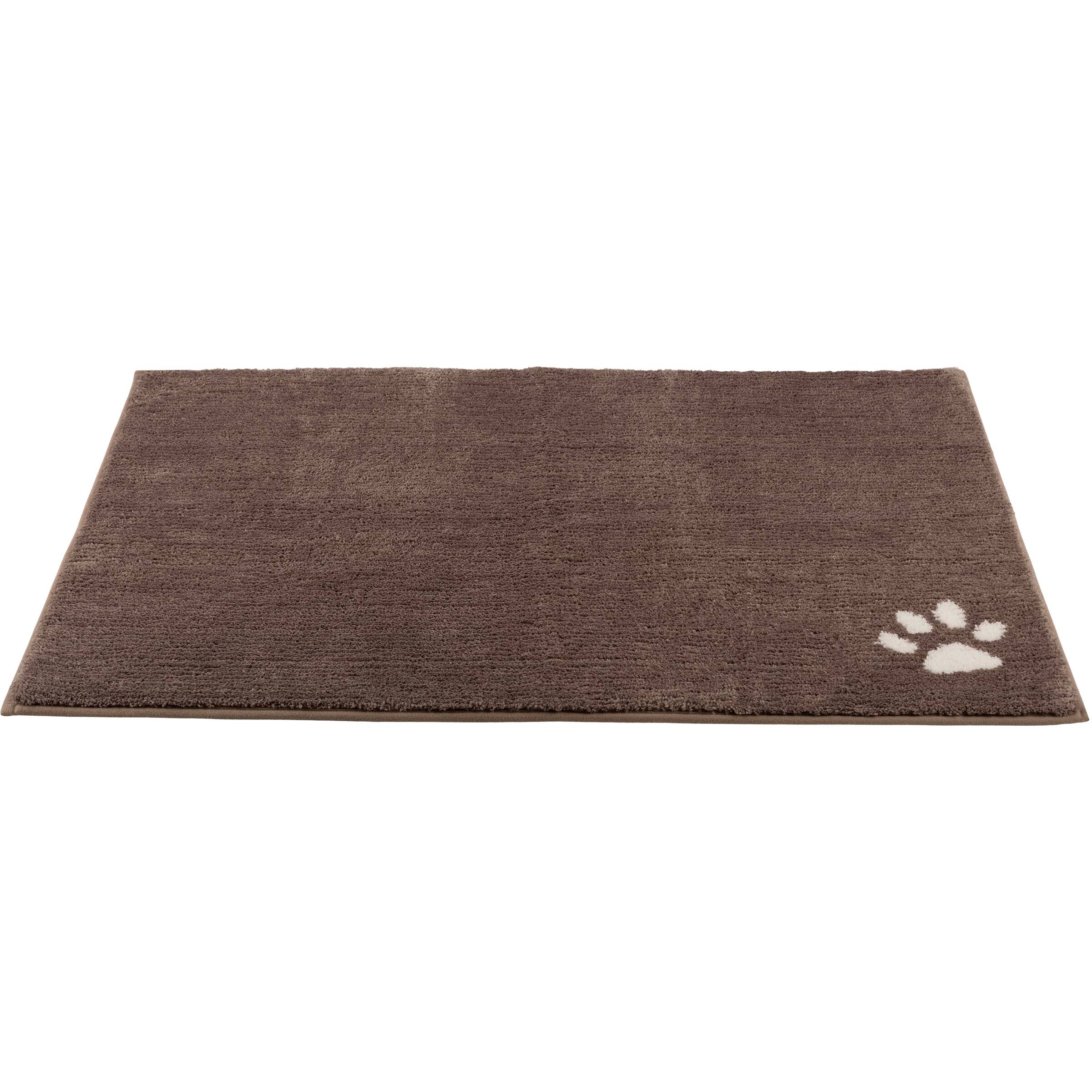Left. PetMaker - Dog Door Mat for Muddy Paws - BrownwithWhitePawPrint.