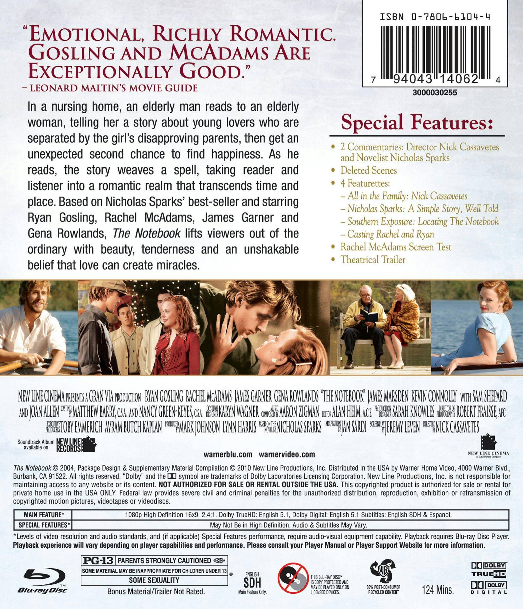 Back. The Notebook (Blu-ray Special Edition) [Blu-ray].
