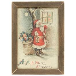BreeBe - Santa At the Window Merry Christmas Framed Print 12" x 18" - Multicolor