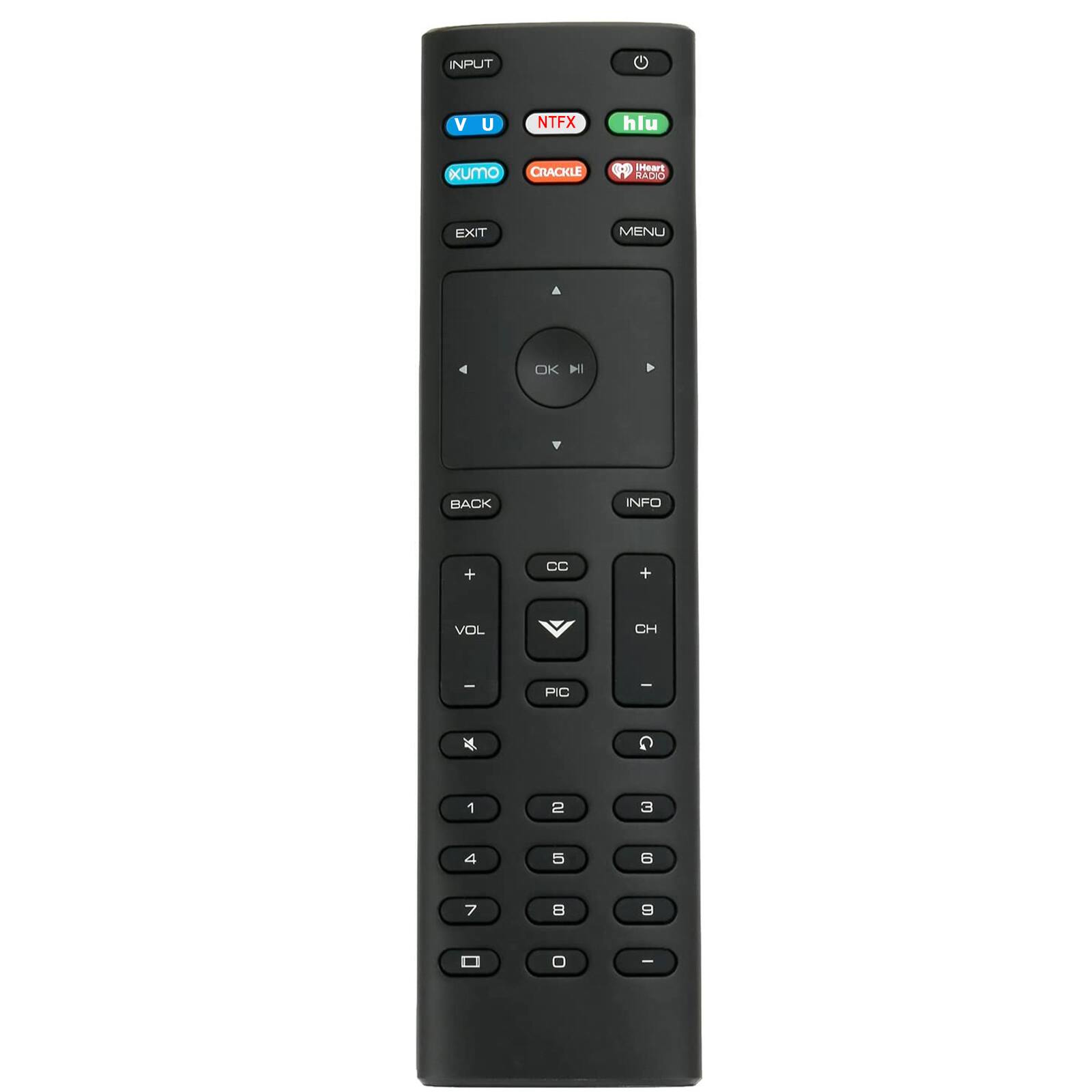 INPUT V U NTFX hlu Kumo CRACKLE iHear RADIO EXIT MENU OK BACK INFO CC VOL CH PIC 1 2 3 4 5 6 7 8 9 0