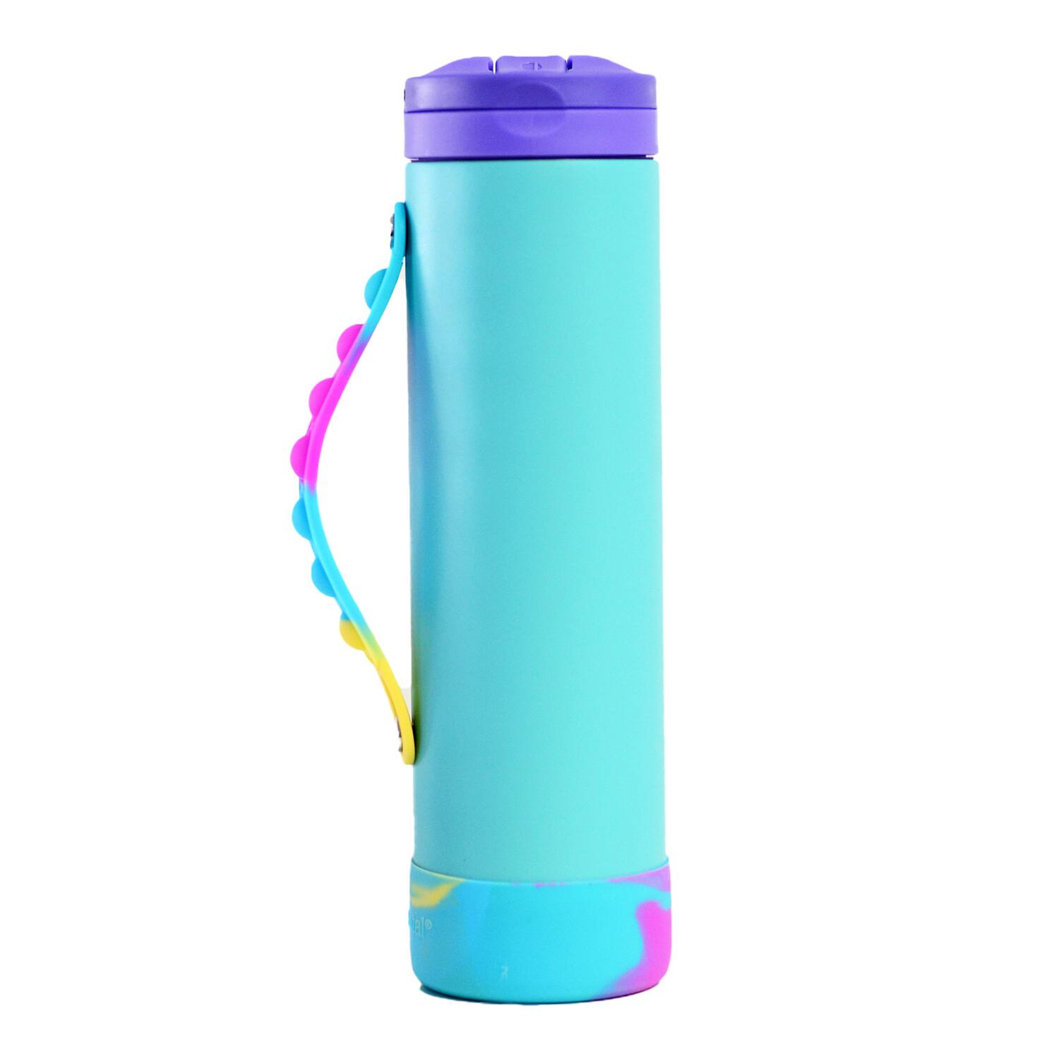 Alt View 5. Elemental - Iconic Pop Stainless Steel Fidget Water Bottle 20 Oz Flip-open Sports Cap - Blue Tie Dye.