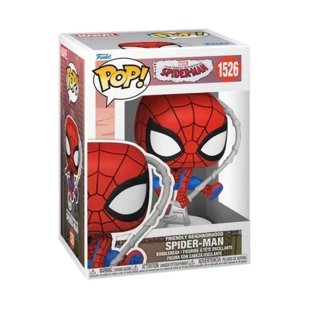 Funko POP!  
SPIDER-MAN  
1526  

FRIENDLY NEIGHBORHOOD SPIDER-MAN  
BOBBLEHEAD / FIGURINE À TÊTE OSCILLANTE / FIGURA CON CABEZA OSCILANTE  

WARNING: CHOKING HAZARD - ATTENTION: PELIGRO DE AHOGAMIENTO - ADVERTENCIA: PEU D'ETOUFFEMENT  
Small parts. Not for children under 3 years.  
Pequeñas piezas. No apto para menores de 3 años.  
Peu de pièces. Non adapté aux enfants de moins de 3 ans.