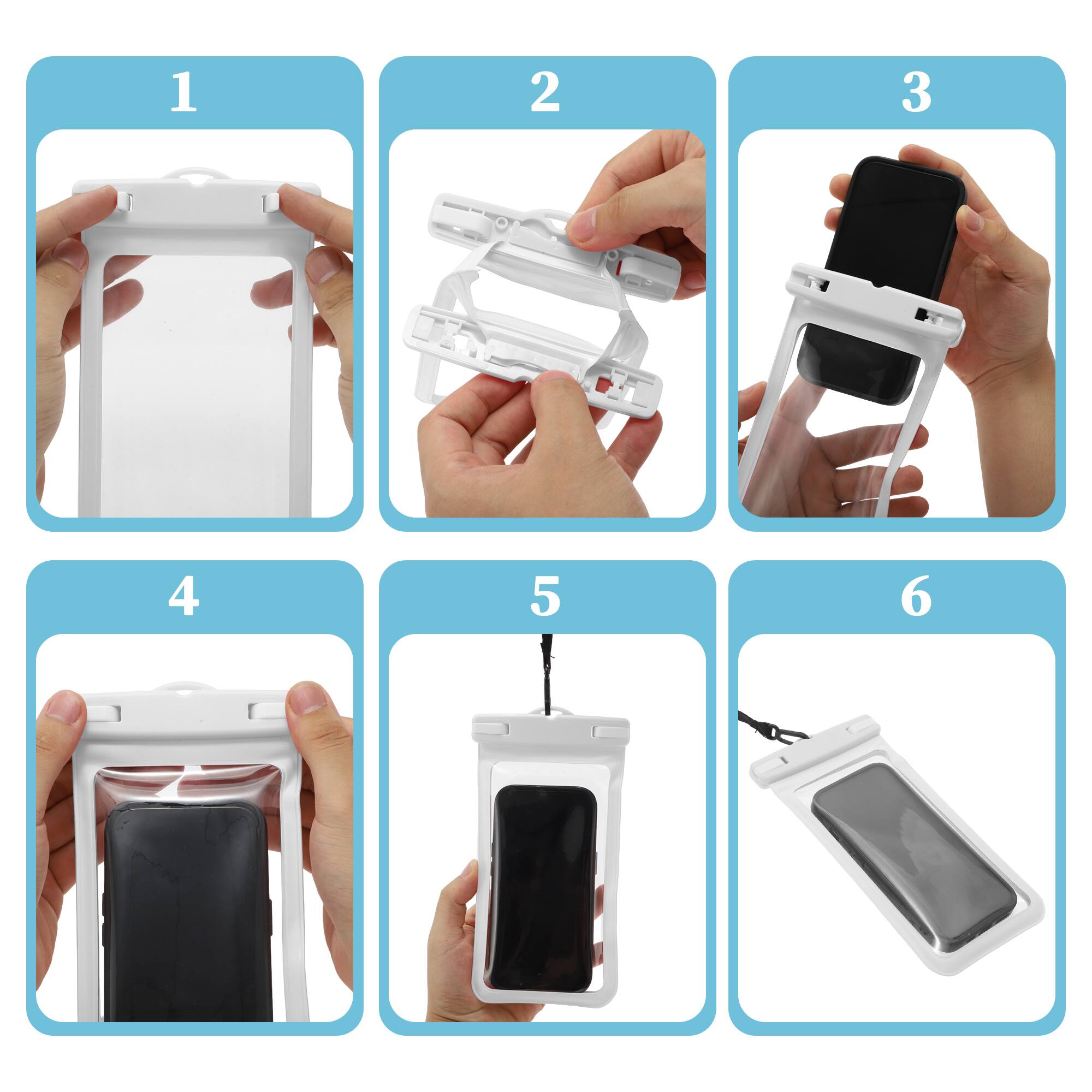 Alt View 4. Unique Bargains - 2pcs Mobile Waterproof Bag Universal Waterproof Case Compatible for Phone 4.53"x8.27" - White.
