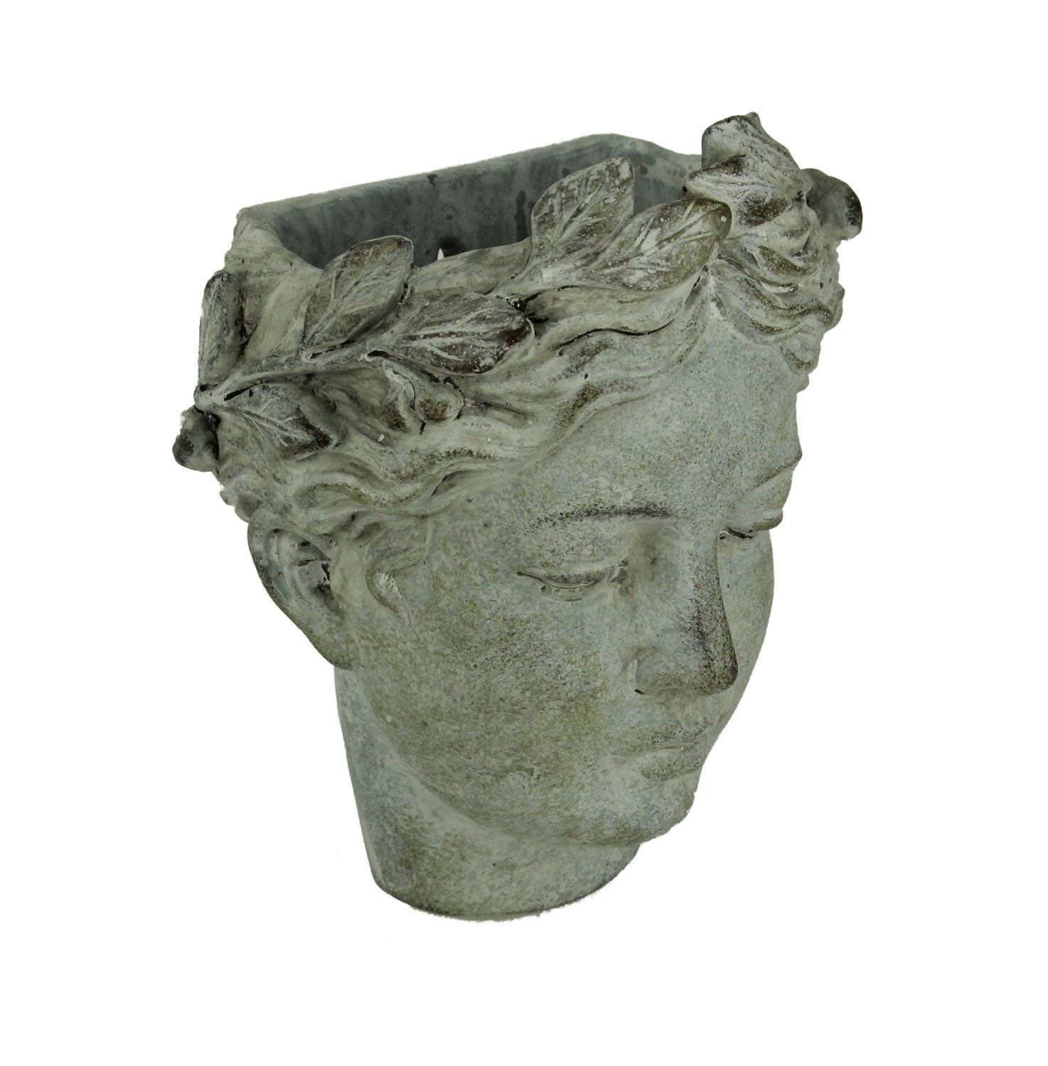 Alt View 1. Distinctive Designs - Distressed Cement Classic Grecian Lady Head Indoor/Outdoor Hanging Planters Set - Gray.