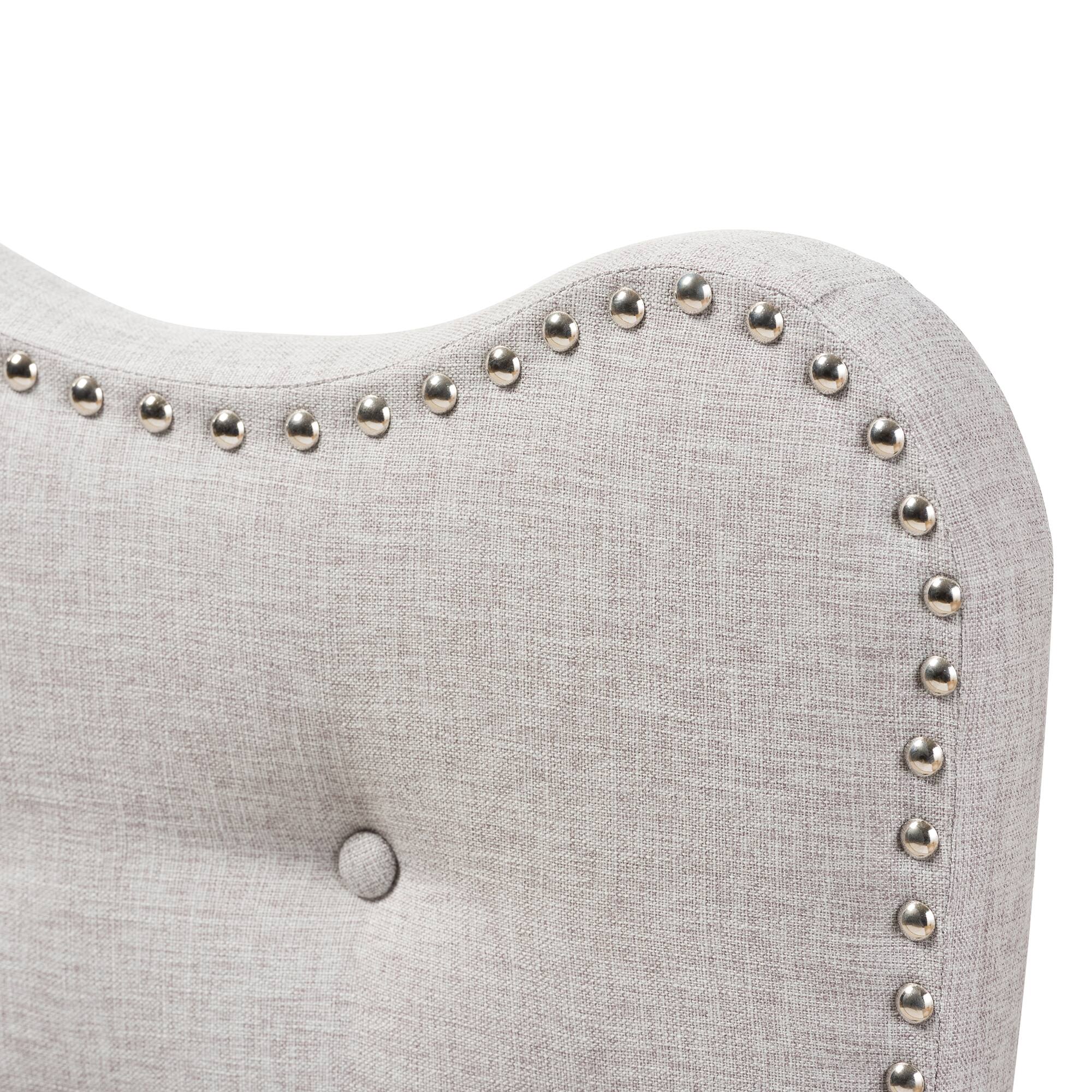 Left. Baxton Studio - Emma Modern and Contemporary Fabric Twin Size Headboard - Greyish Beige.
