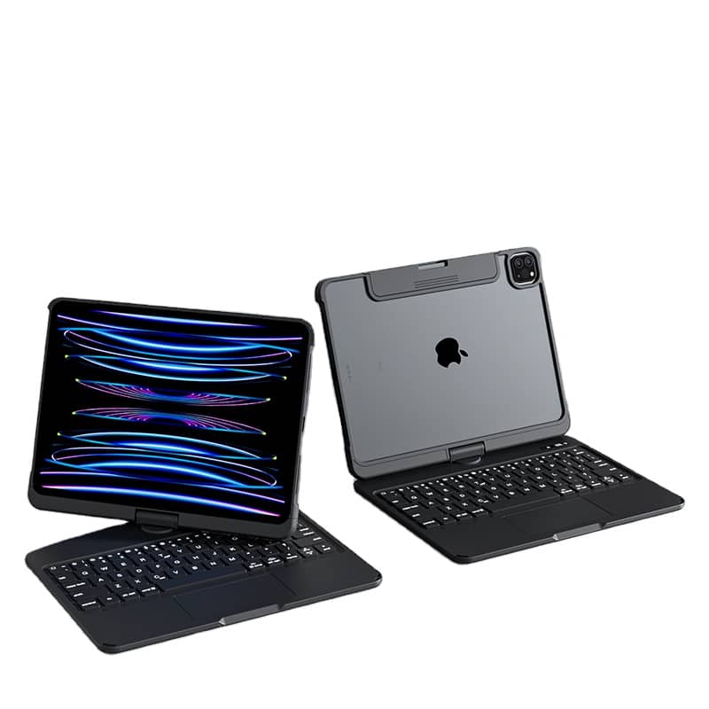 Cluzine - Magic Rotating Keyboard Wireless Bluetooth 360° Screen Rotation 7-Color Backlit for iPad Pro 11/Air 4/Air 5 - Black
